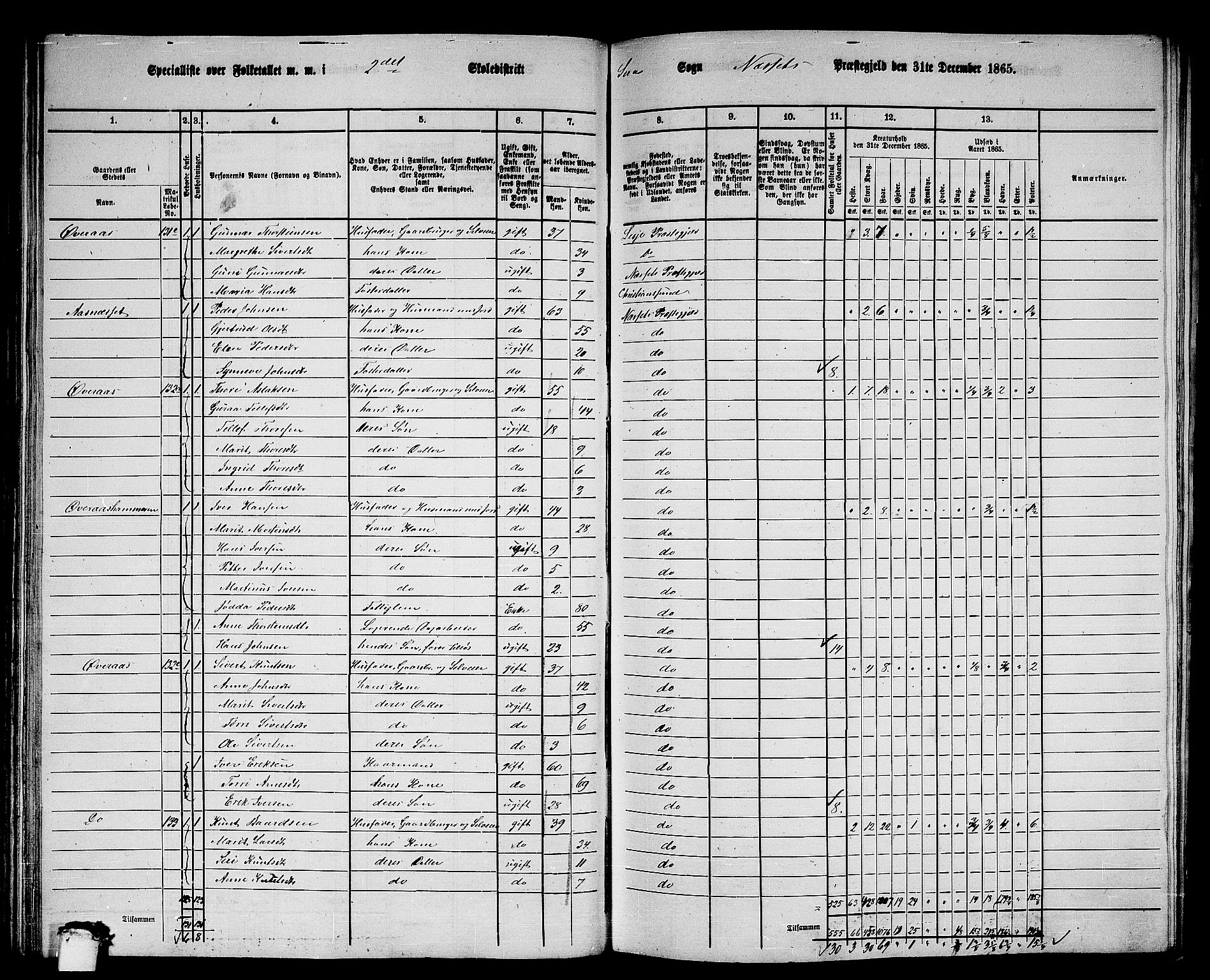 RA, 1865 census for Nesset, 1865, p. 91