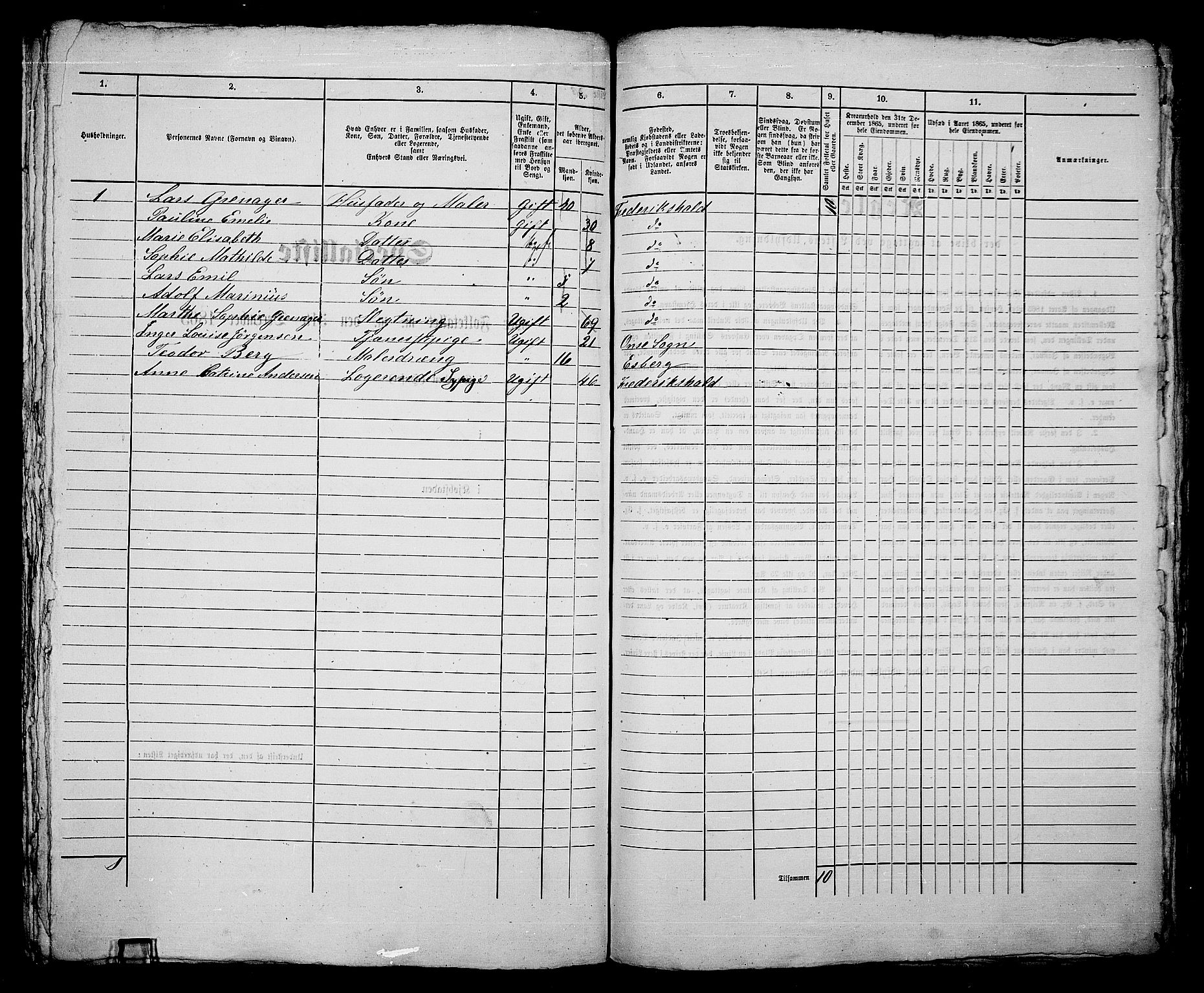 RA, 1865 census for Fredrikshald, 1865, p. 728