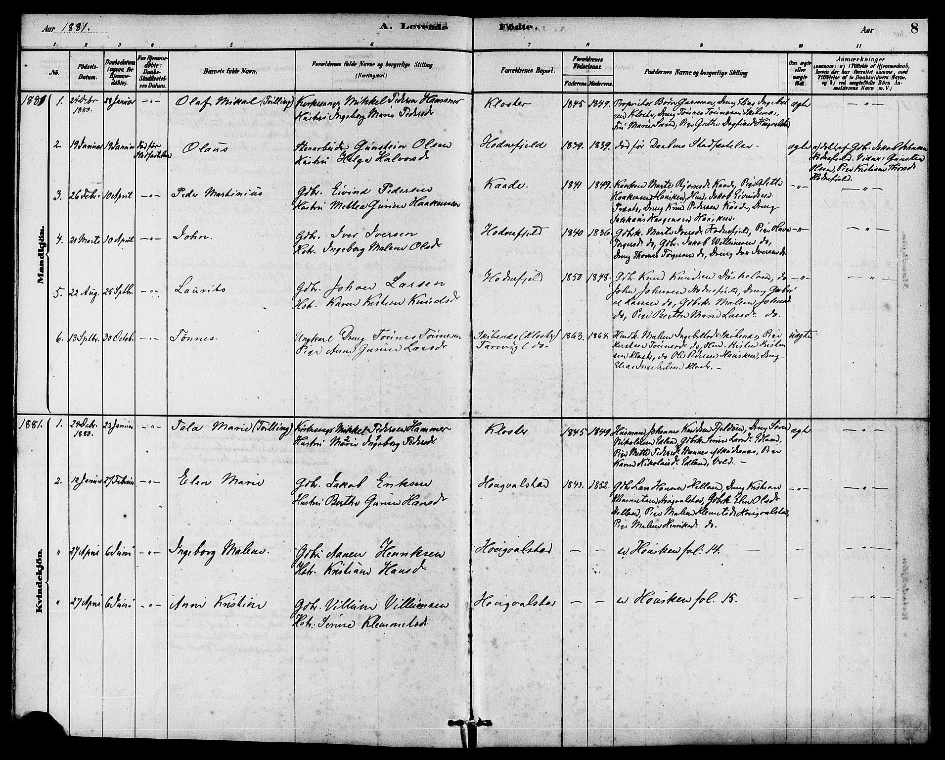 Rennesøy sokneprestkontor, SAST/A -101827/H/Ha/Haa/L0010: Parish register (official) no. A 10, 1878-1890, p. 8