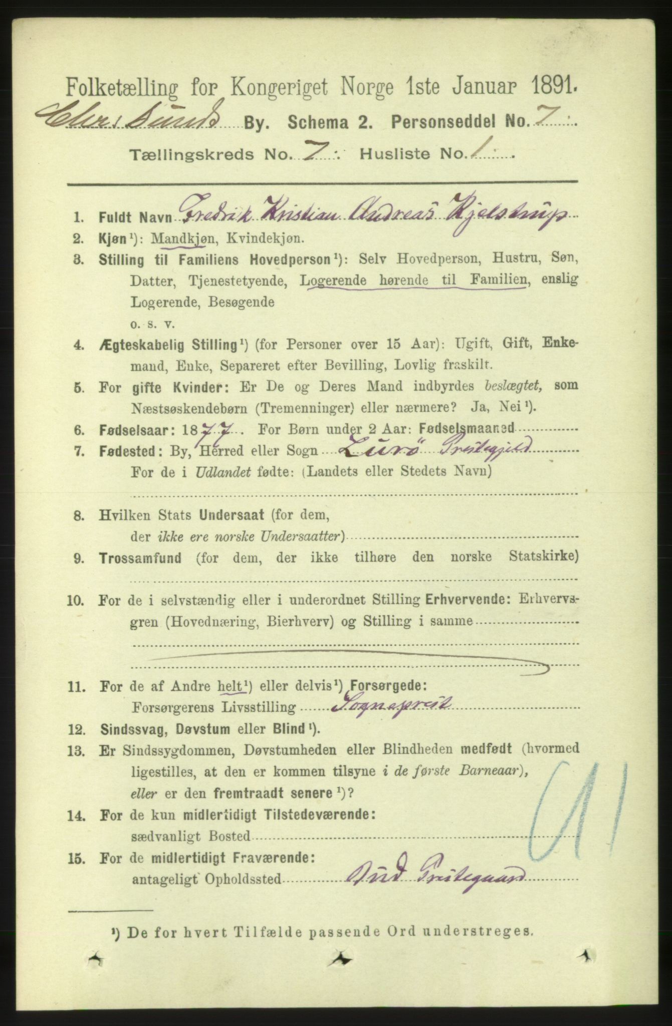 RA, 1891 census for 1503 Kristiansund, 1891, p. 5657