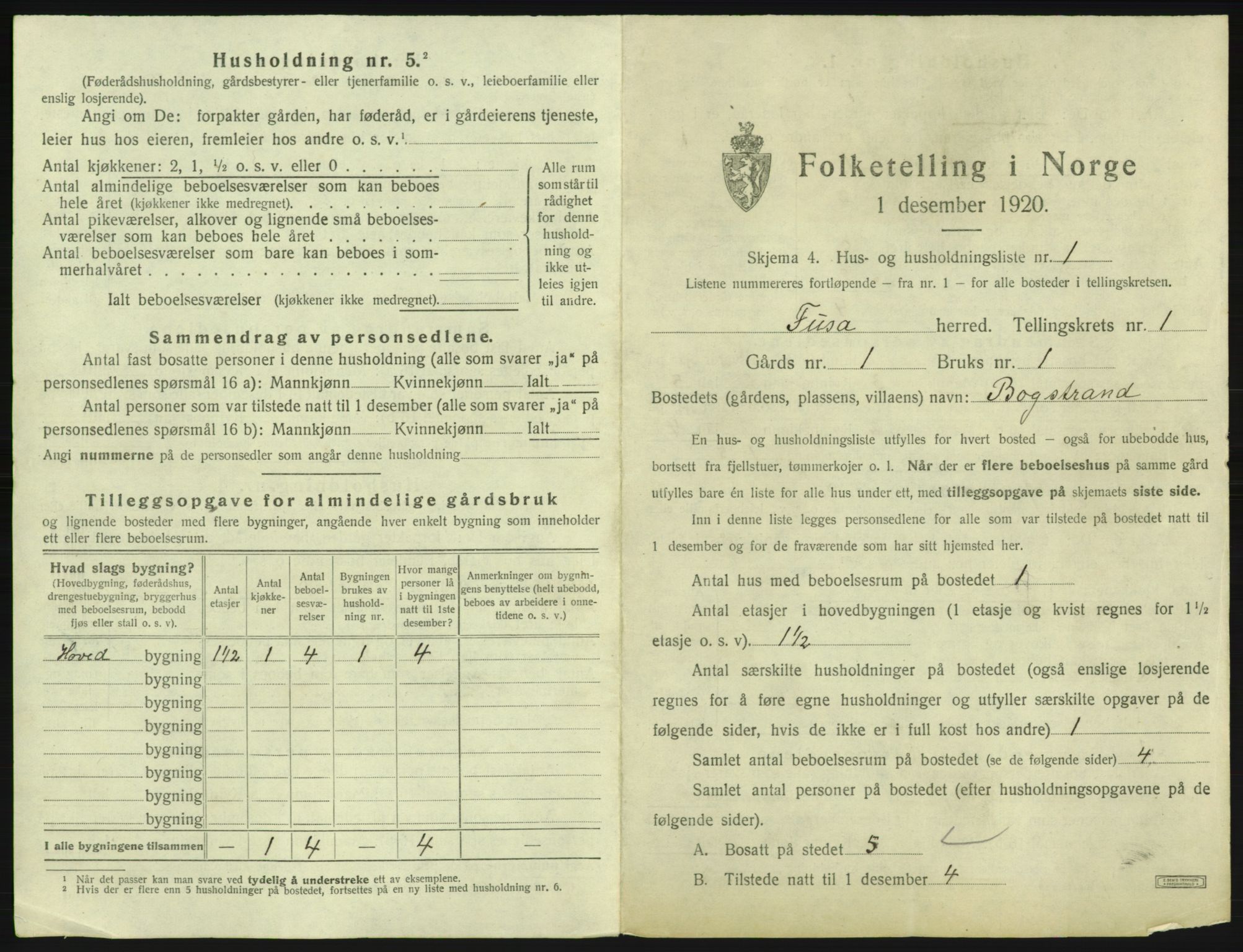 SAB, 1920 census for Fusa, 1920, p. 24