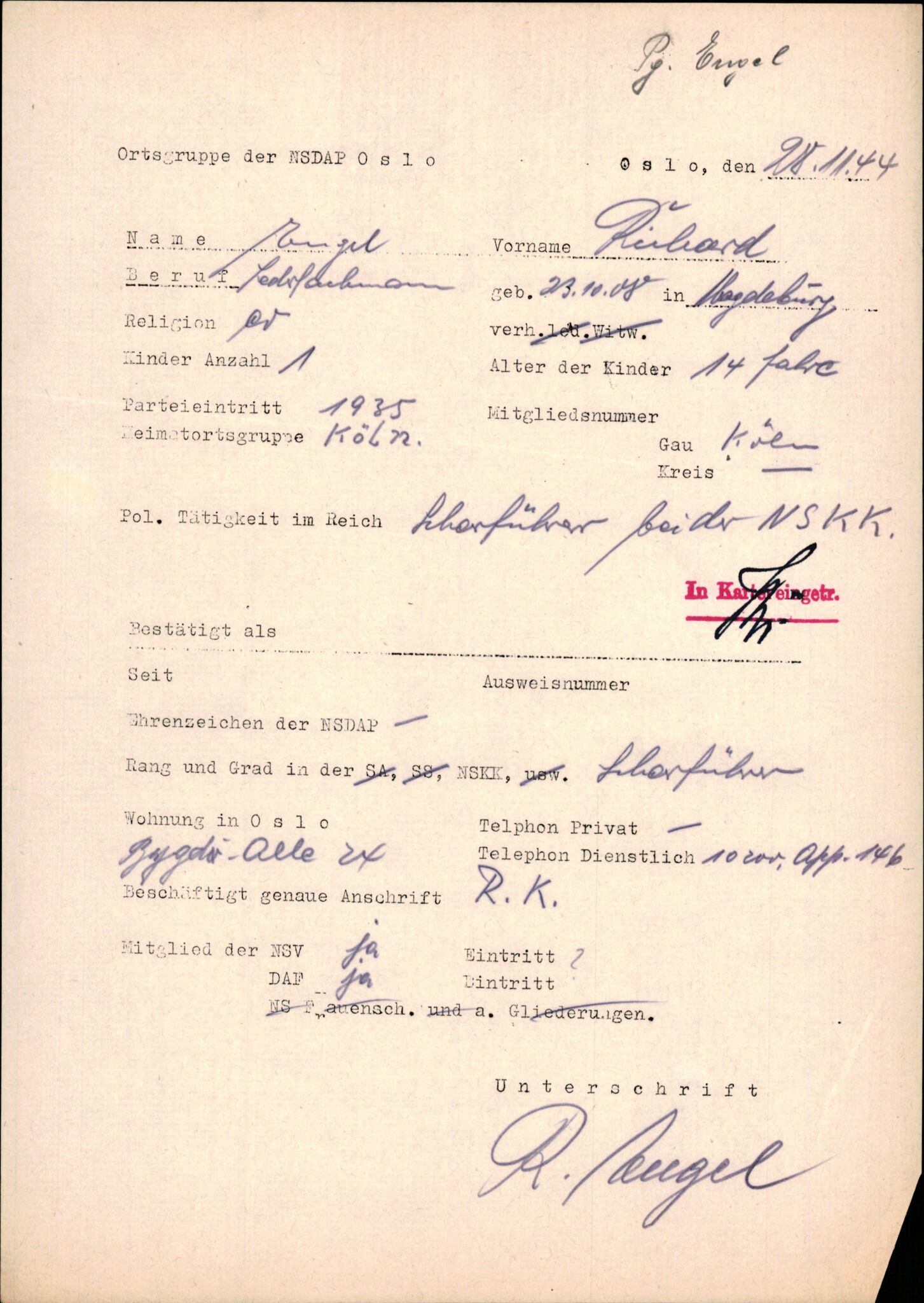 Forsvarets Overkommando. 2 kontor. Arkiv 11.4. Spredte tyske arkivsaker, AV/RA-RAFA-7031/D/Dar/Darb/L0015: Reichskommissariat - NSDAP in Norwegen, 1938-1945, p. 387