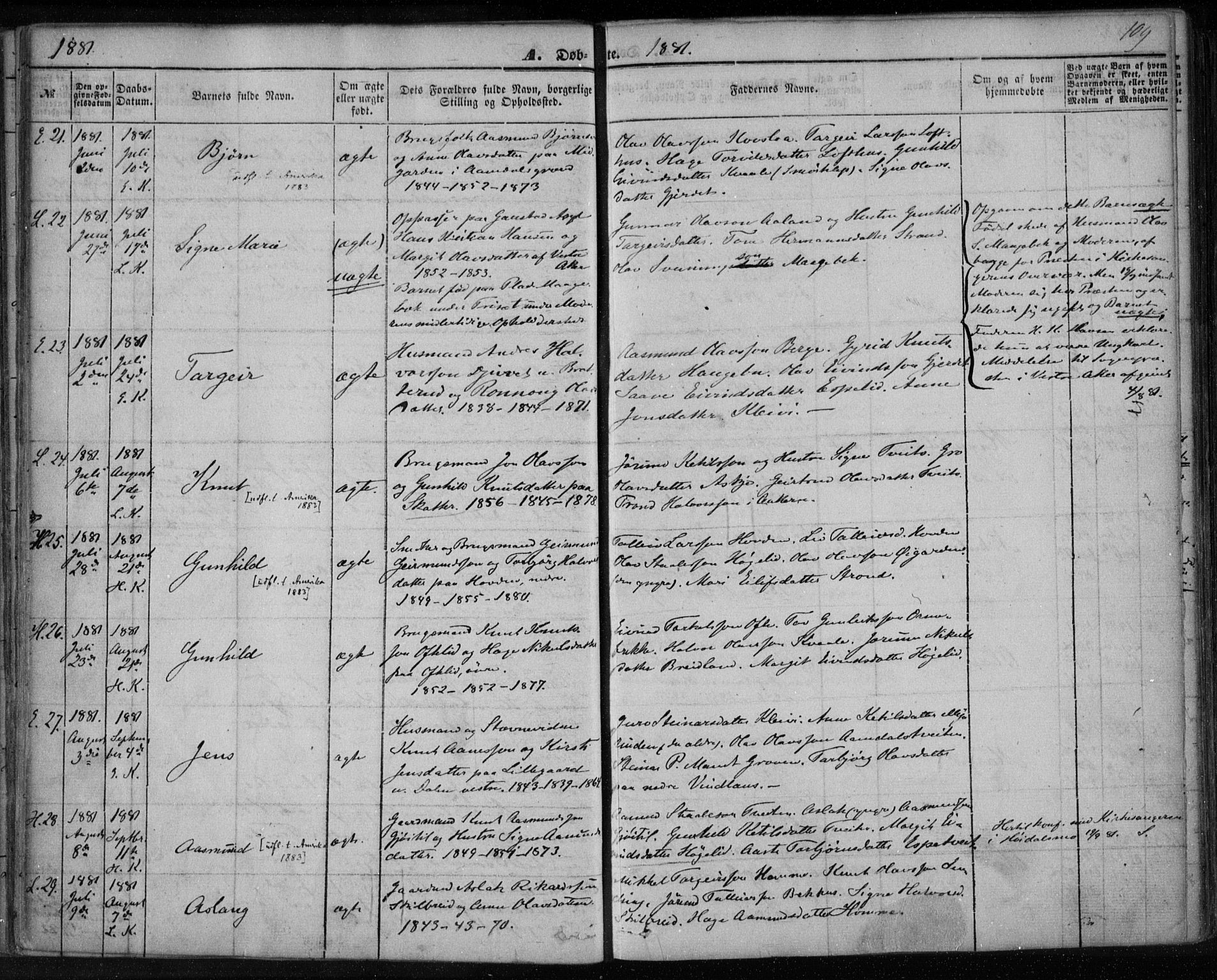 Lårdal kirkebøker, AV/SAKO-A-284/F/Fa/L0006: Parish register (official) no. I 6, 1861-1886, p. 109