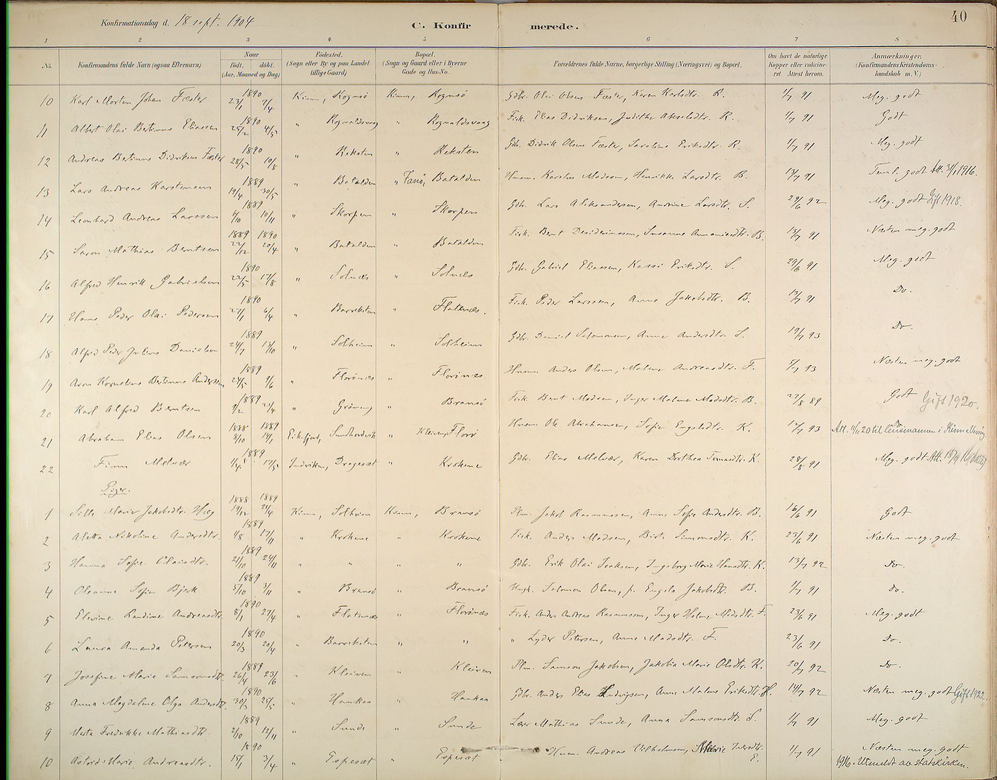 Kinn sokneprestembete, SAB/A-80801/H/Haa/Haab/L0006: Parish register (official) no. B 6, 1883-1925, p. 40