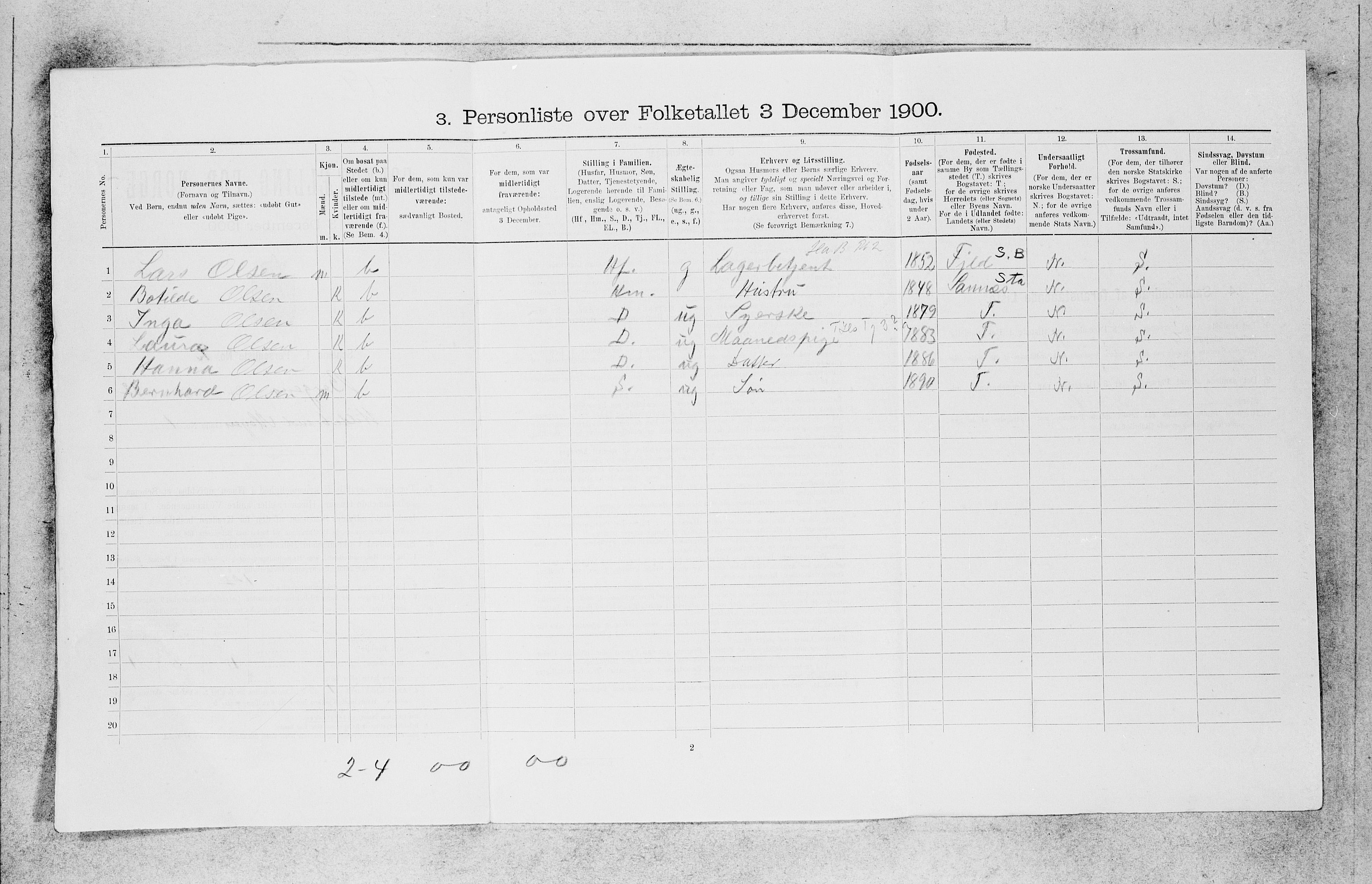 SAB, 1900 census for Bergen, 1900, p. 17214