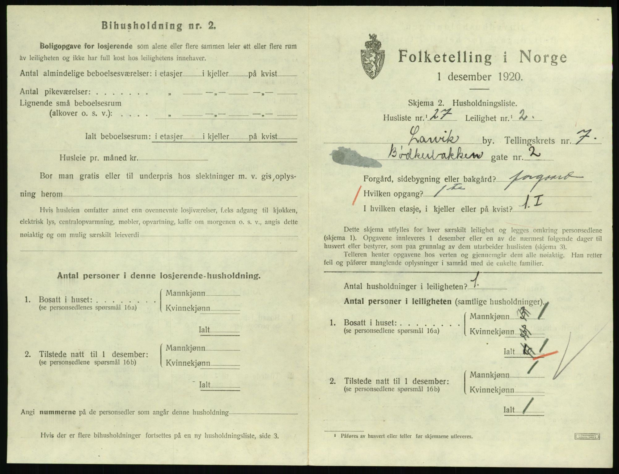 SAKO, 1920 census for Larvik, 1920, p. 6074