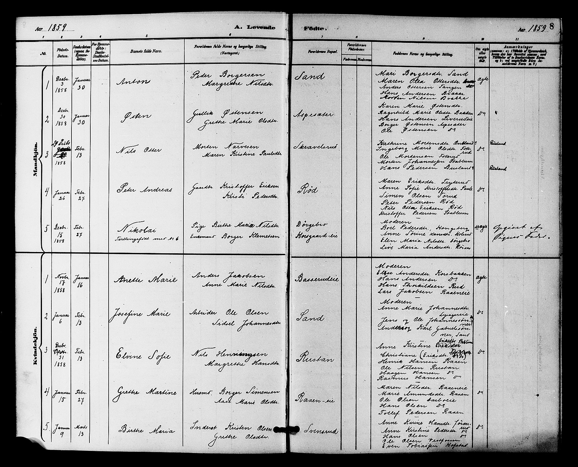 Fiskum kirkebøker, AV/SAKO-A-15/F/Fa/L0001: Parish register (official) no. 1, 1858-1877, p. 8