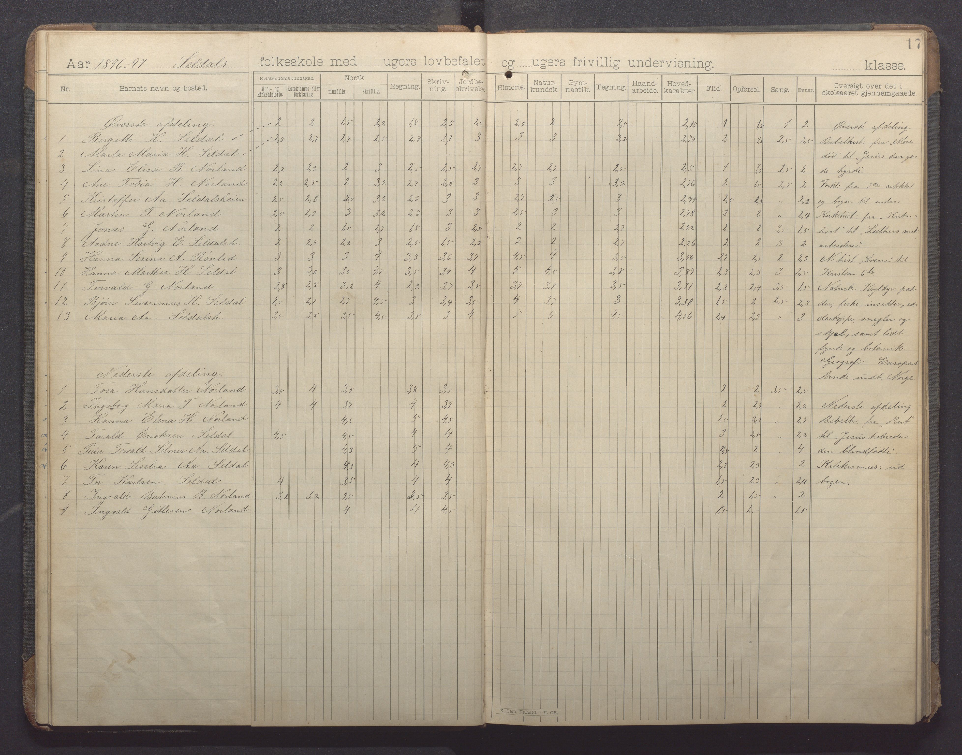 Høle kommune - Oltesvik skole, IKAR/K-100031/H/L0001: Skoleprotokoll, 1894-1915, p. 17