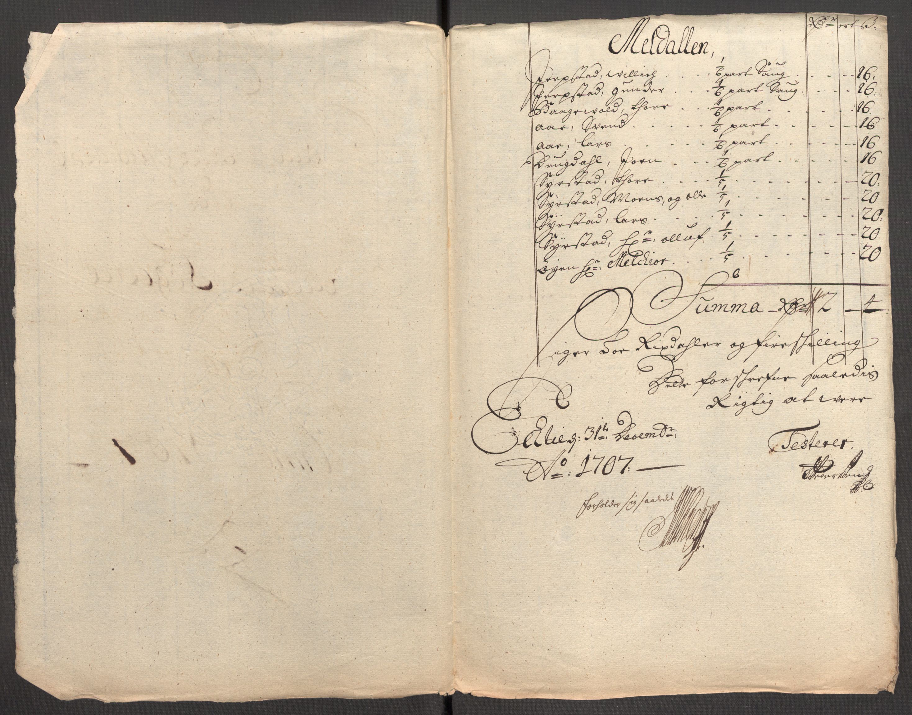 Rentekammeret inntil 1814, Reviderte regnskaper, Fogderegnskap, RA/EA-4092/R60/L3957: Fogderegnskap Orkdal og Gauldal, 1707, p. 210