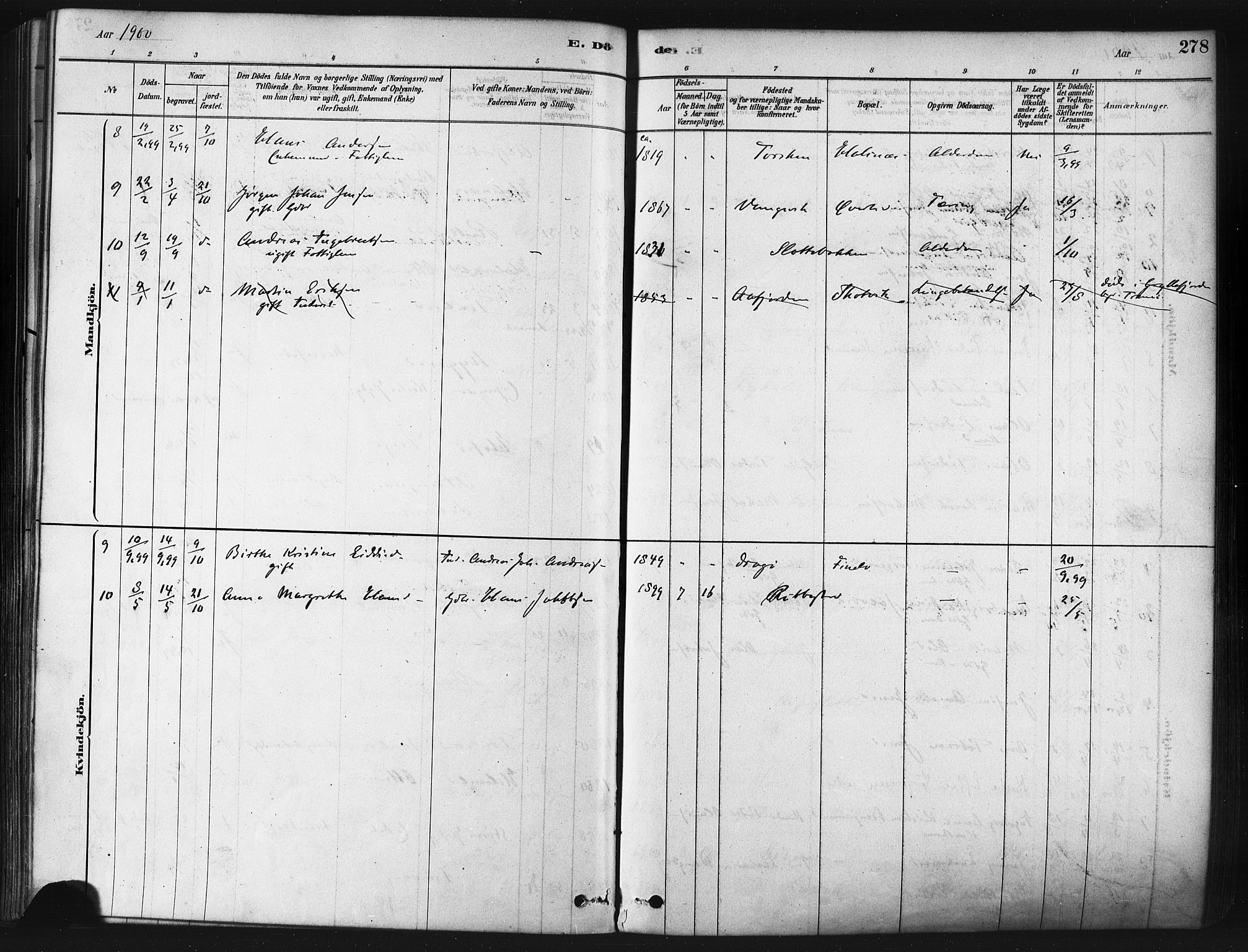 Tranøy sokneprestkontor, SATØ/S-1313/I/Ia/Iaa/L0009kirke: Parish register (official) no. 9, 1878-1904, p. 278