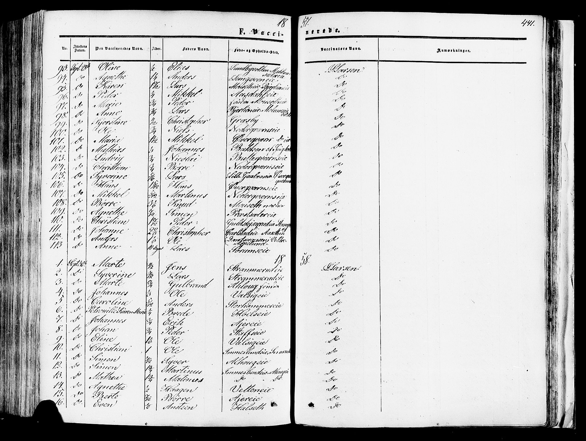 Vang prestekontor, Hedmark, SAH/PREST-008/H/Ha/Haa/L0013: Parish register (official) no. 13, 1855-1879, p. 441