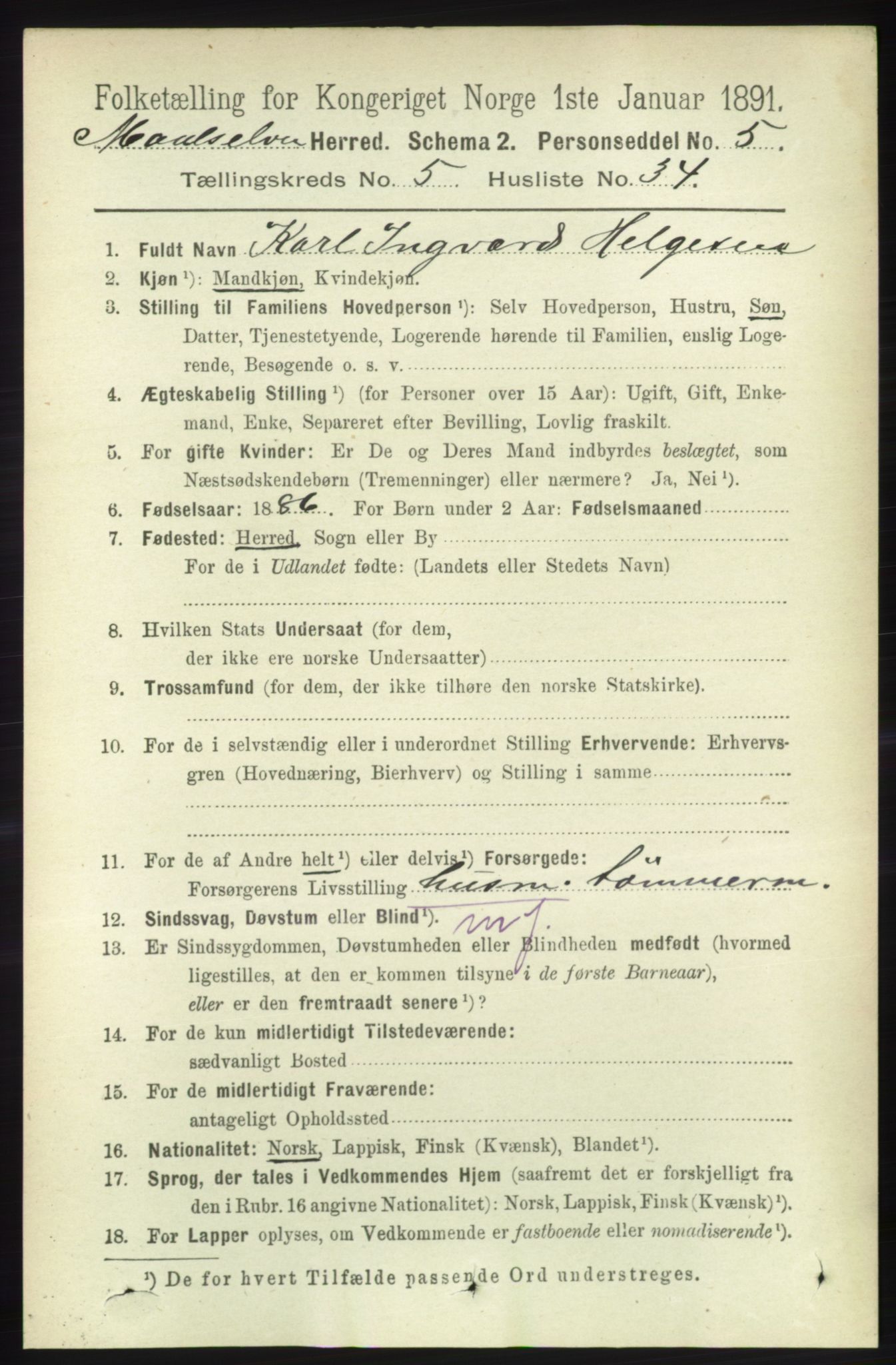 RA, 1891 census for 1924 Målselv, 1891, p. 1837