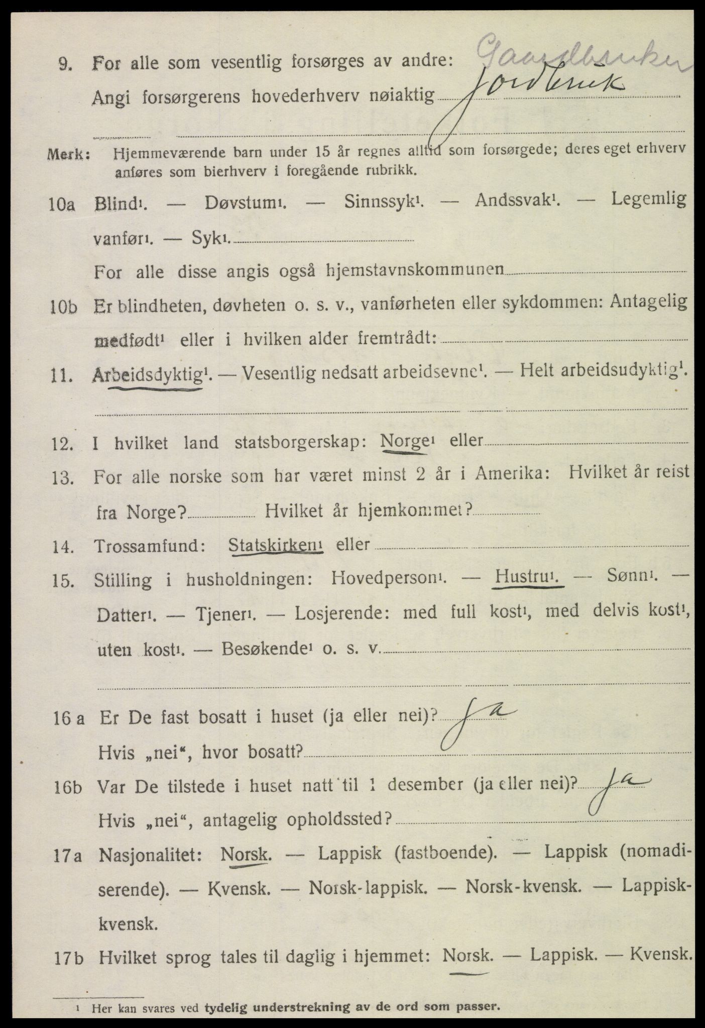SAT, 1920 census for Snåsa, 1920, p. 3435
