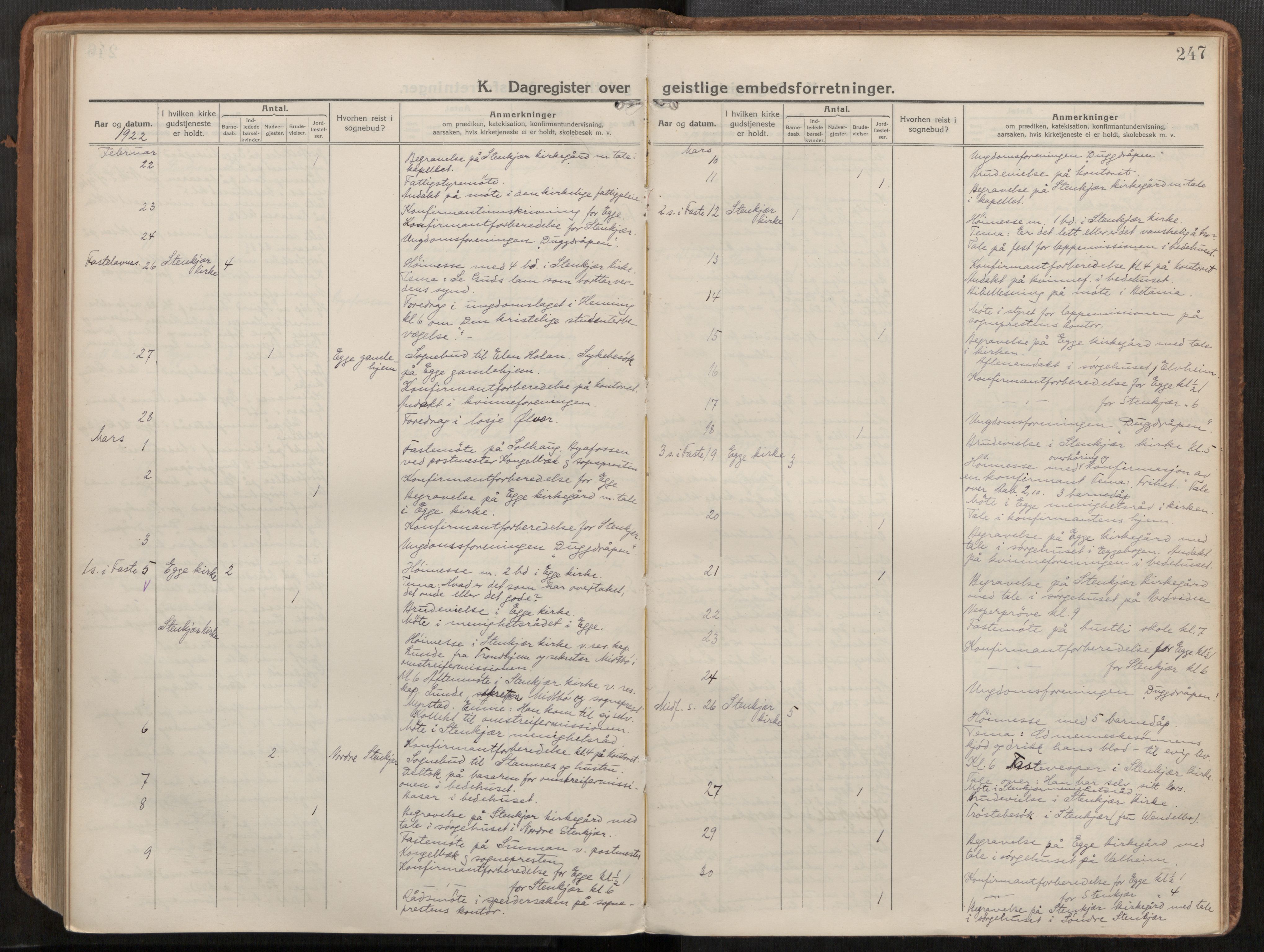 Steinkjer sokneprestkontor, AV/SAT-A-1541/01/H/Ha/Haa/L0003: Parish register (official) no. 3, 1913-1922, p. 247