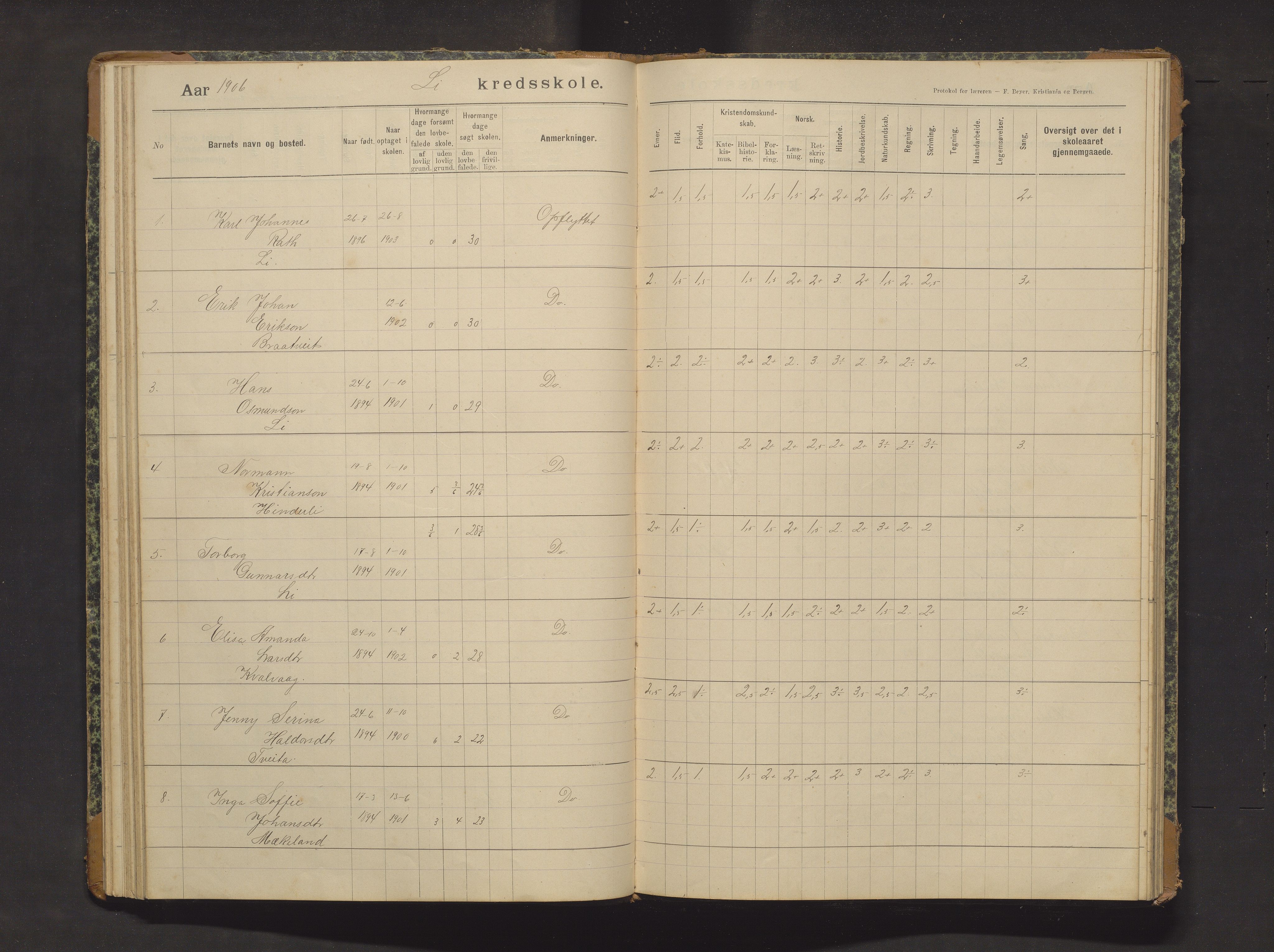 Sveio kommune. Barneskulane, IKAH/1216-231/F/Fa/L0029: Skuleprotokoll for Lid skule, 1903-1915, p. 43