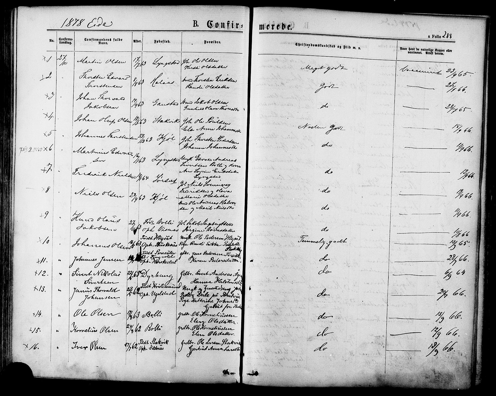 Ministerialprotokoller, klokkerbøker og fødselsregistre - Møre og Romsdal, SAT/A-1454/568/L0806: Parish register (official) no. 568A12 /4, 1878-1884, p. 288