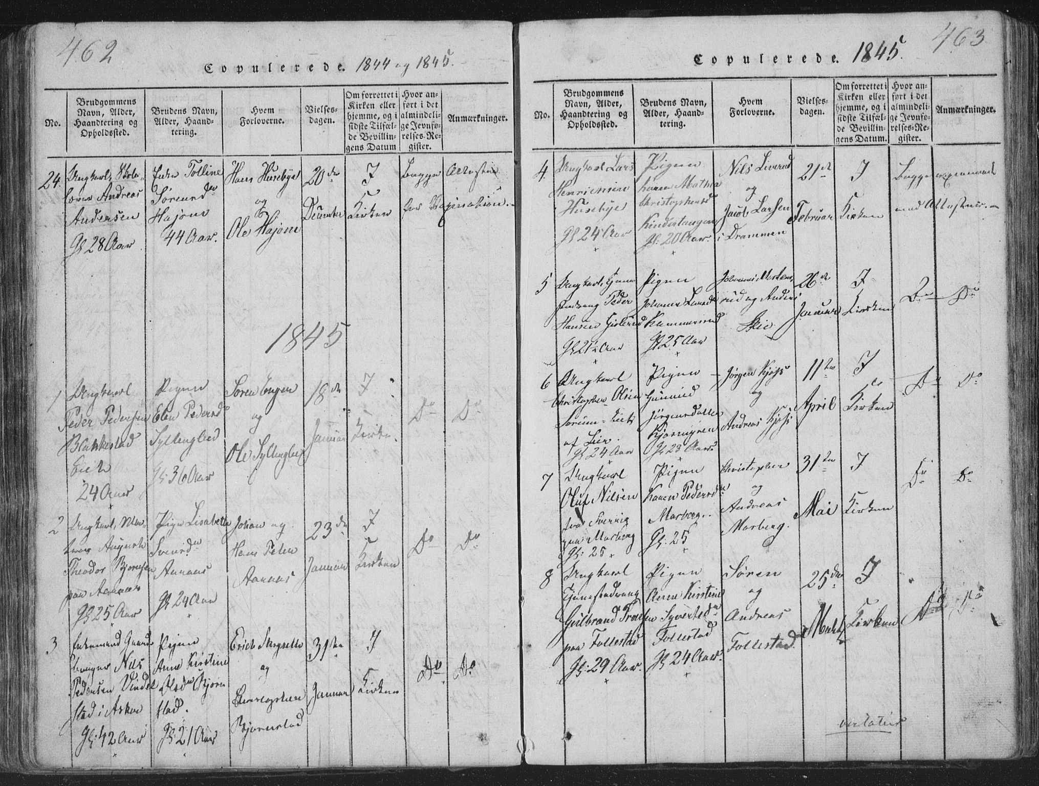 Røyken kirkebøker, AV/SAKO-A-241/G/Ga/L0003: Parish register (copy) no. 3, 1814-1856, p. 462-463