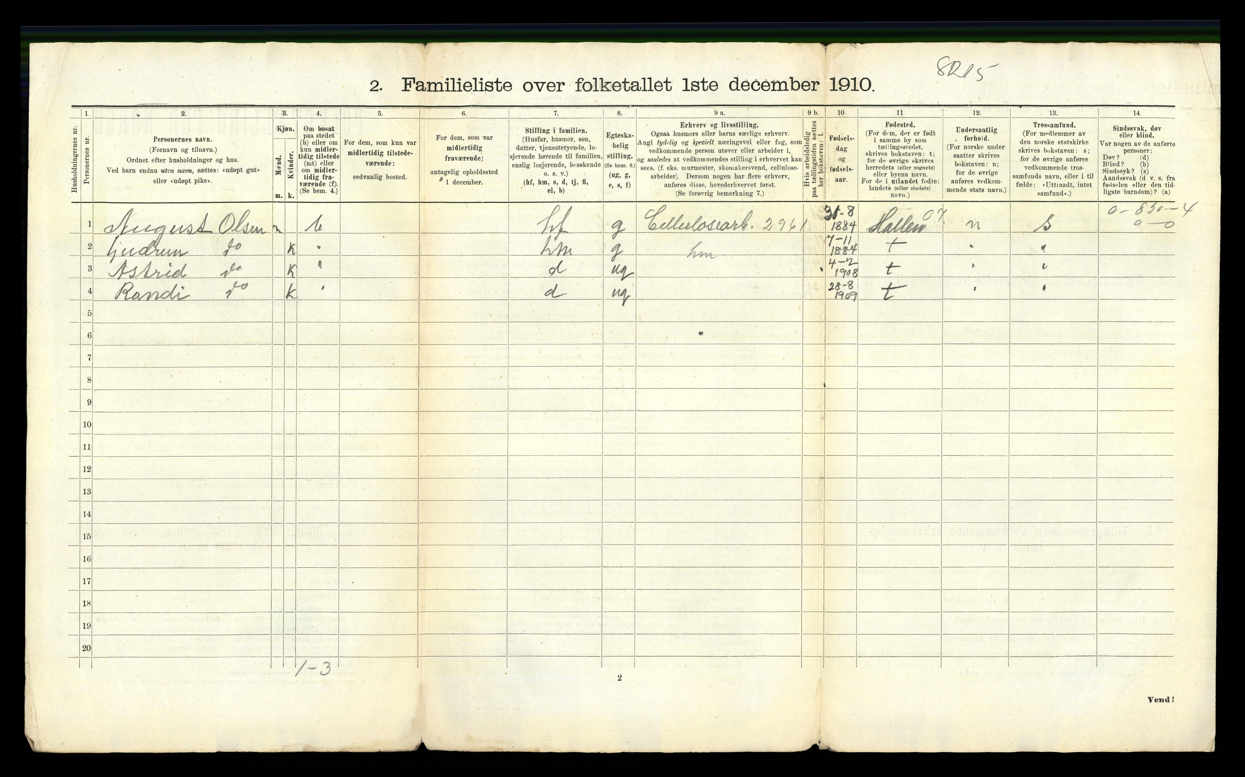 RA, 1910 census for Skien, 1910, p. 2967