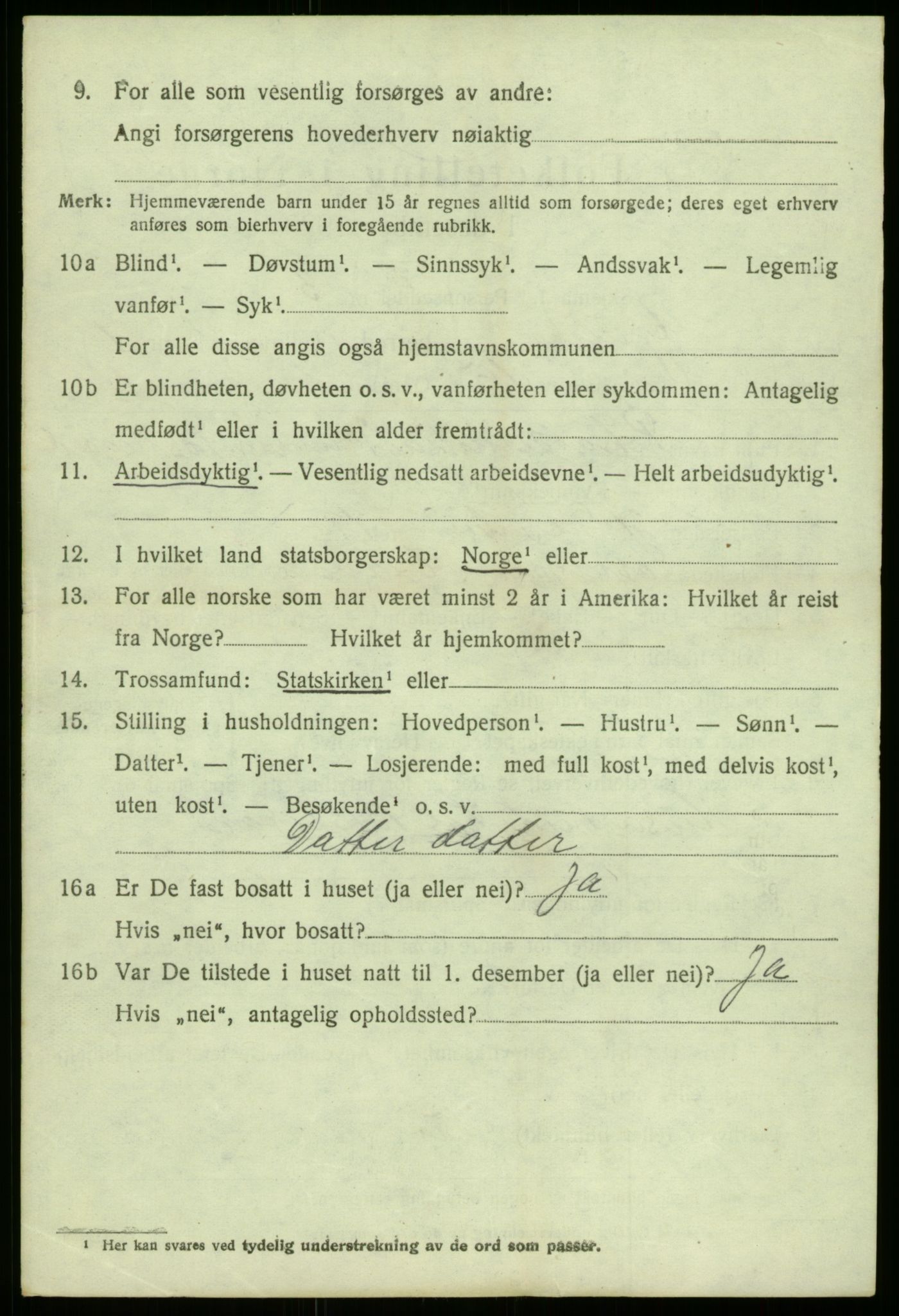 SAB, 1920 census for Gulen, 1920, p. 1306