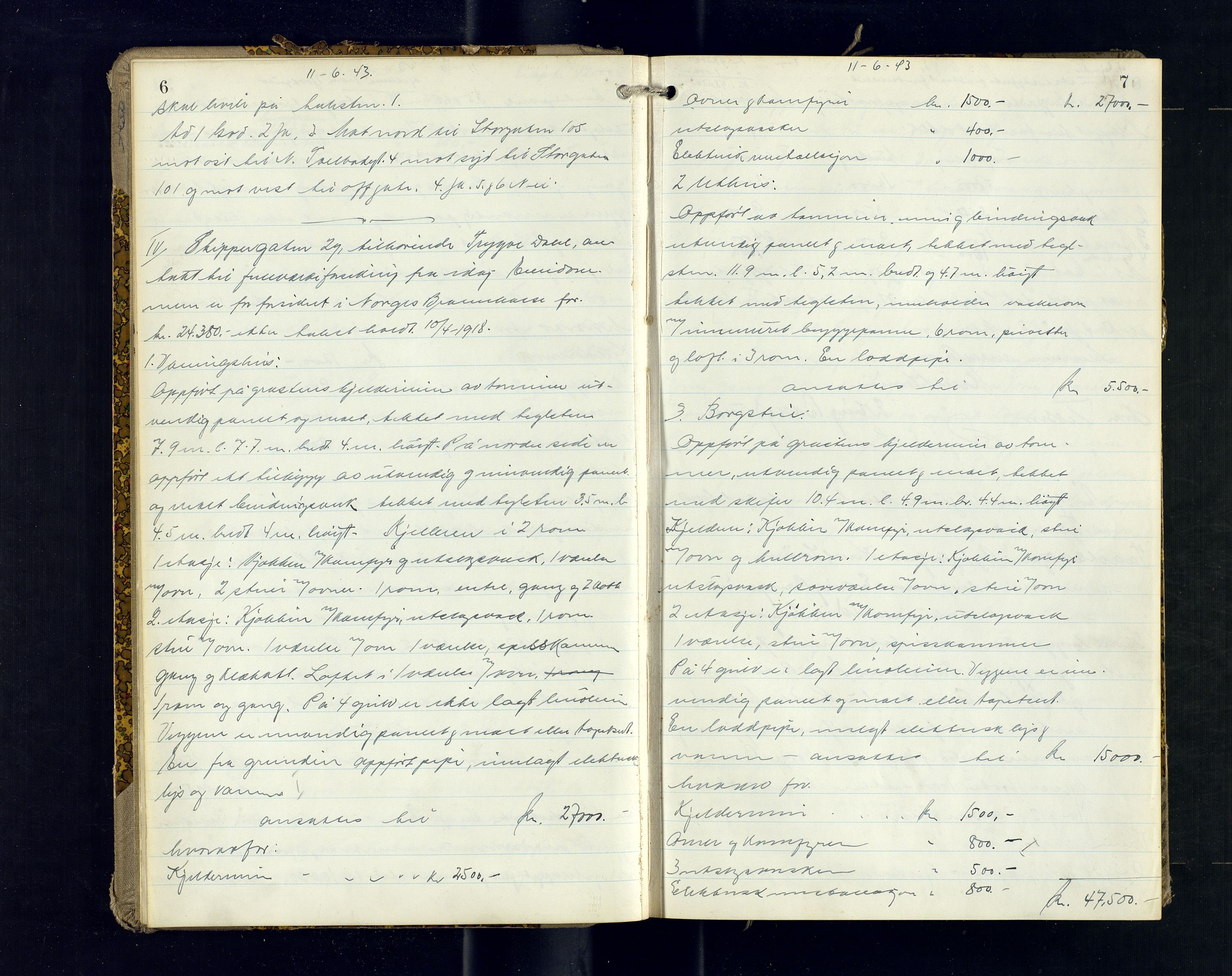 Tromsø byfogd/byrett, AV/SATØ-SATØ-0063/1/Oc/Ocb/Ocba/L0013: Branntakstprotokoll, 1943-1944, p. 6-7