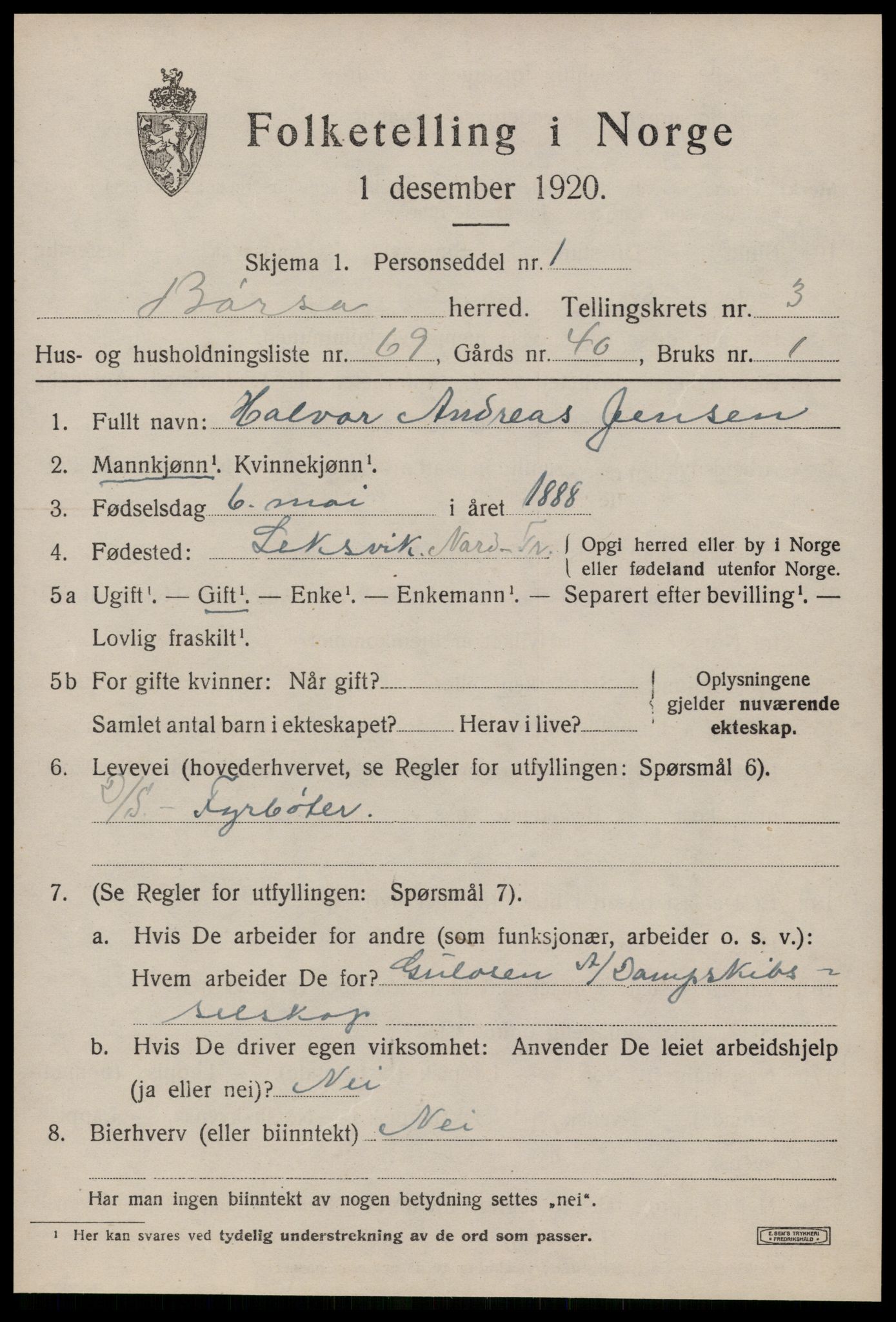 SAT, 1920 census for Børsa, 1920, p. 2389