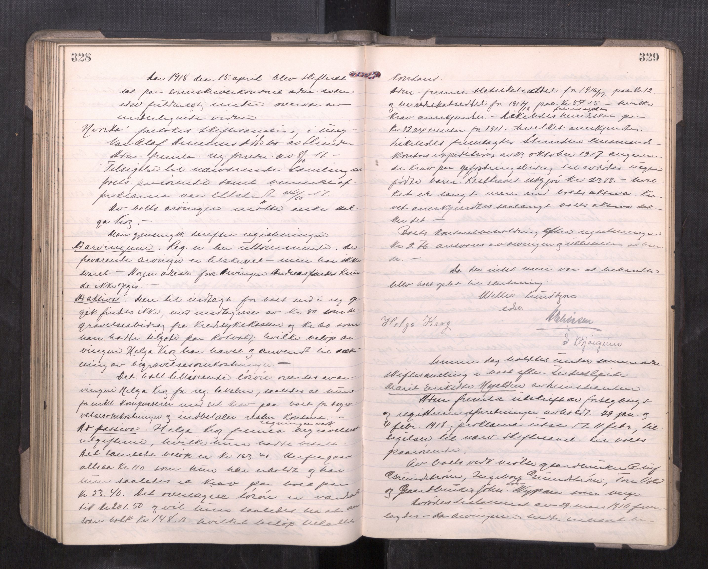 Strinda og Selbu sorenskriveri, AV/SAT-A-0015/3/3B/L0012: Skifteforhandlingsprot. 12, 1915-1919, p. 328-329