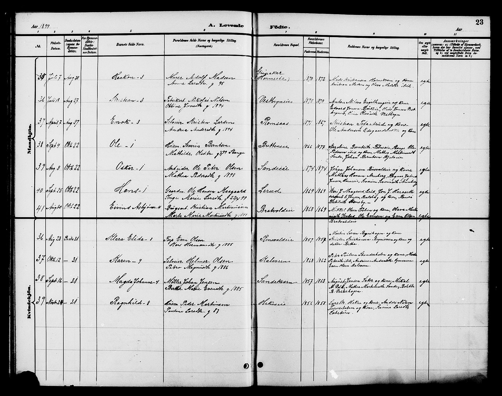 Romedal prestekontor, AV/SAH-PREST-004/L/L0012: Parish register (copy) no. 12, 1896-1914, p. 23