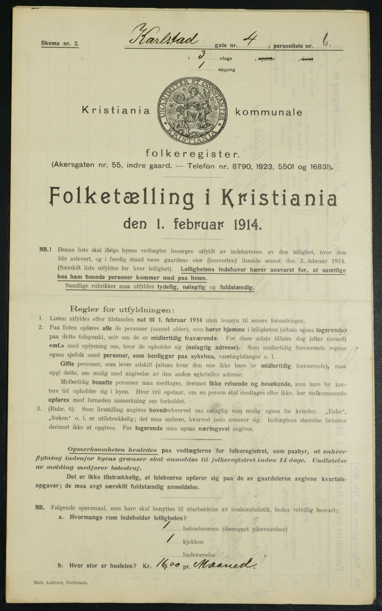 OBA, Municipal Census 1914 for Kristiania, 1914, p. 48925