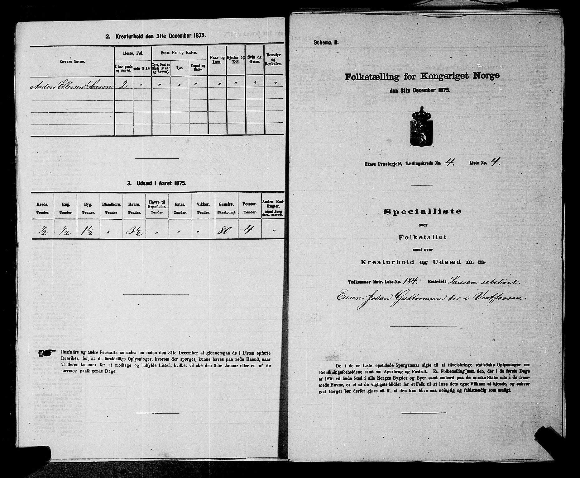 SAKO, 1875 census for 0624P Eiker, 1875, p. 727