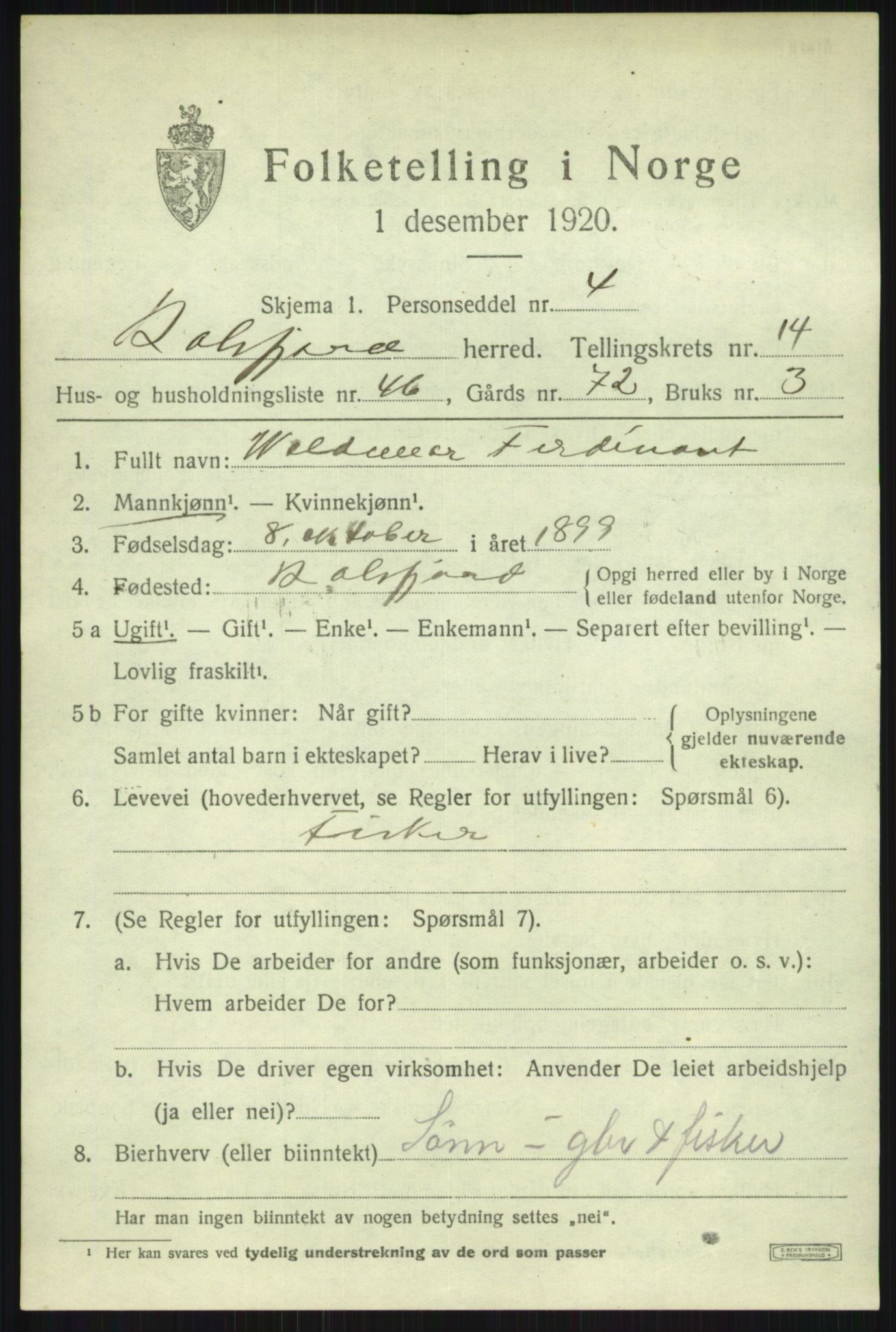 SATØ, 1920 census for Balsfjord, 1920, p. 8705