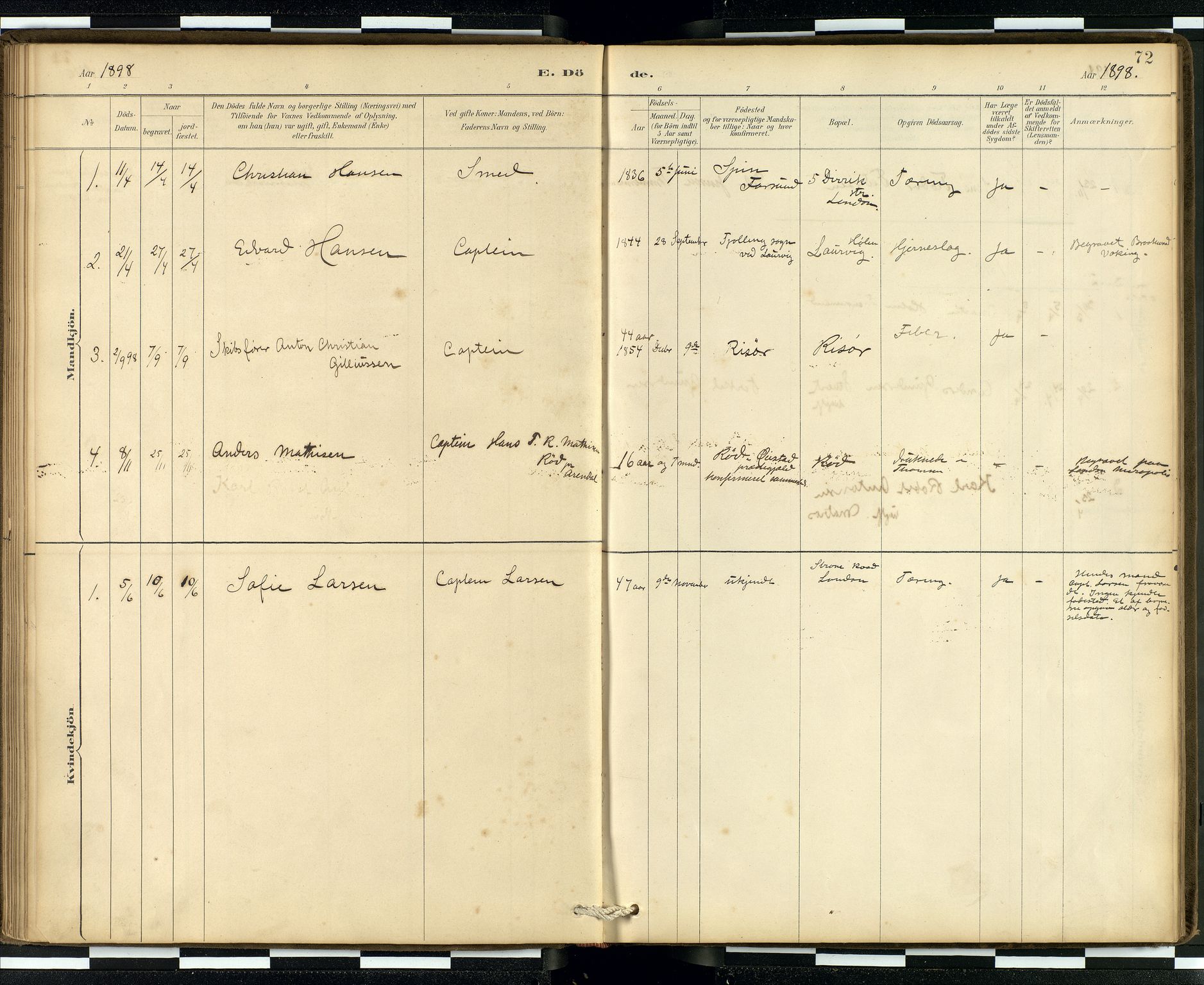  Den norske sjømannsmisjon i utlandet/London m/bistasjoner, SAB/SAB/PA-0103/H/Ha/L0002: Parish register (official) no. A 2, 1887-1903, p. 71b-72a