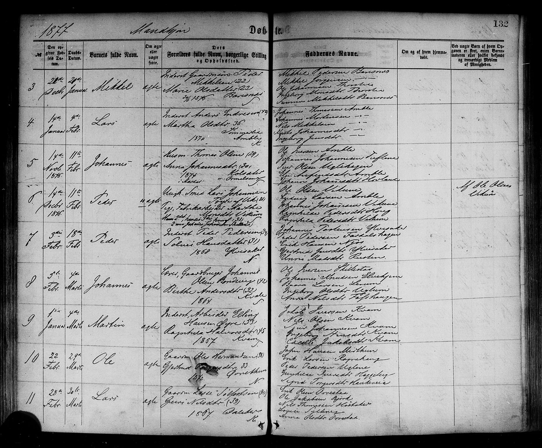 Sogndal sokneprestembete, AV/SAB-A-81301/H/Haa/Haaa/L0014: Parish register (official) no. A 14, 1864-1877, p. 132