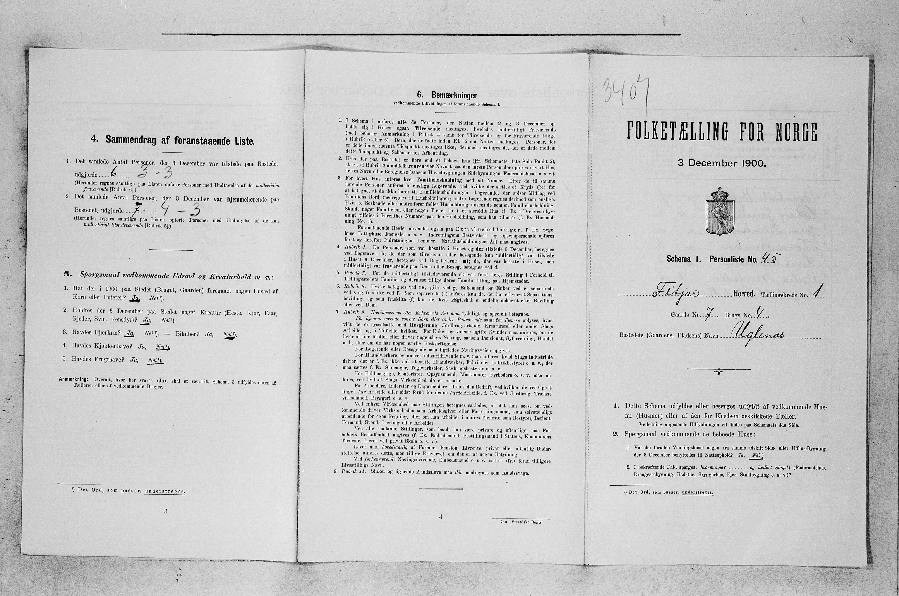 SAB, 1900 census for Fitjar, 1900, p. 147