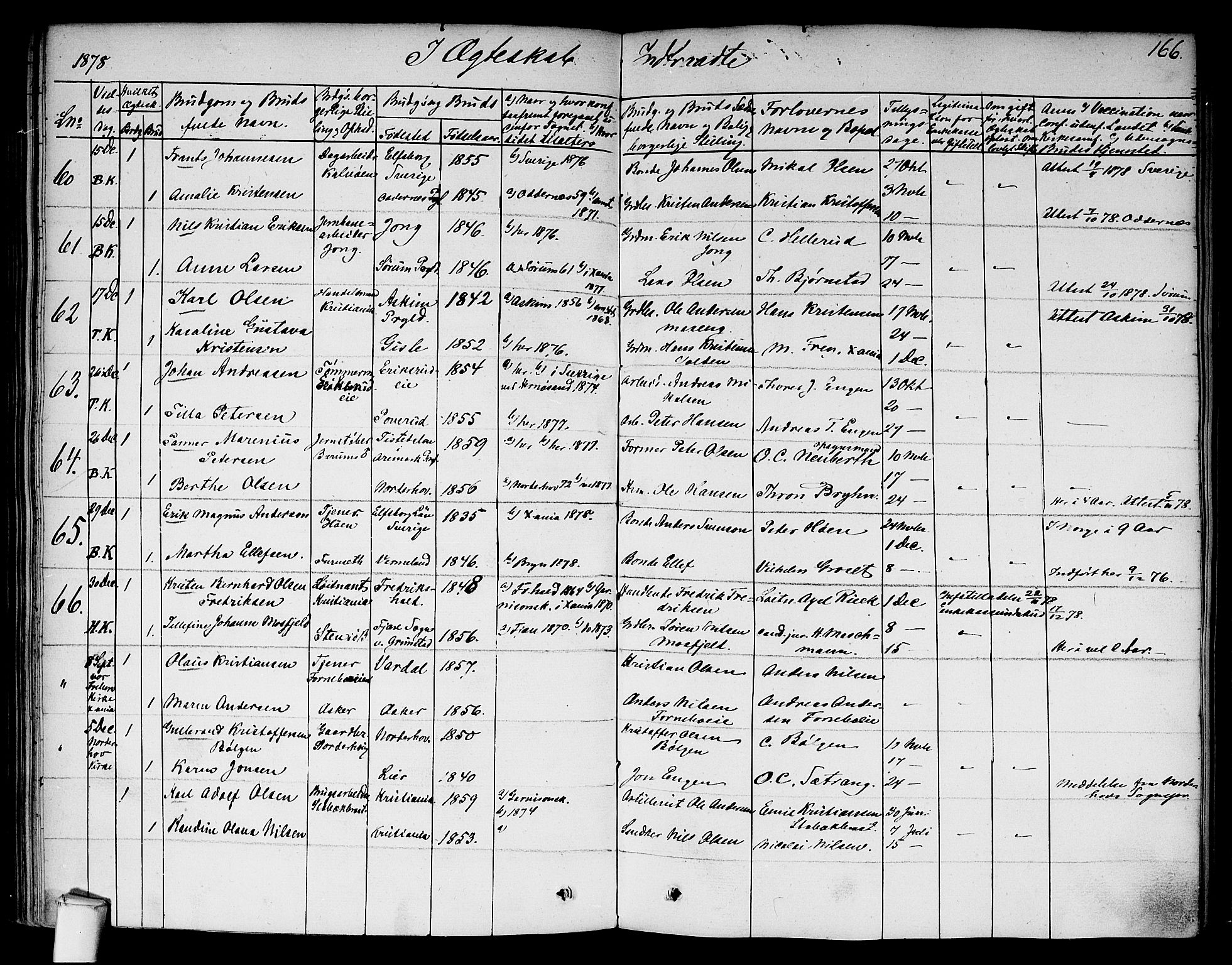 Asker prestekontor Kirkebøker, SAO/A-10256a/F/Fa/L0010: Parish register (official) no. I 10, 1825-1878, p. 166
