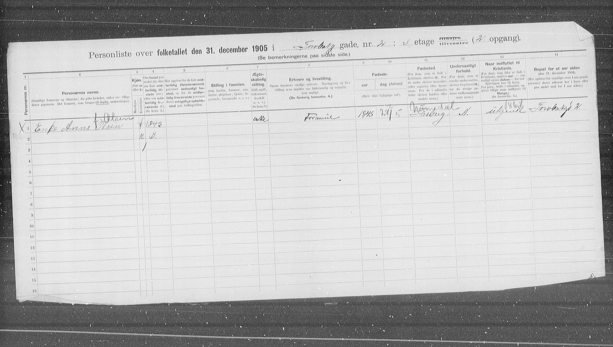 OBA, Municipal Census 1905 for Kristiania, 1905, p. 60159