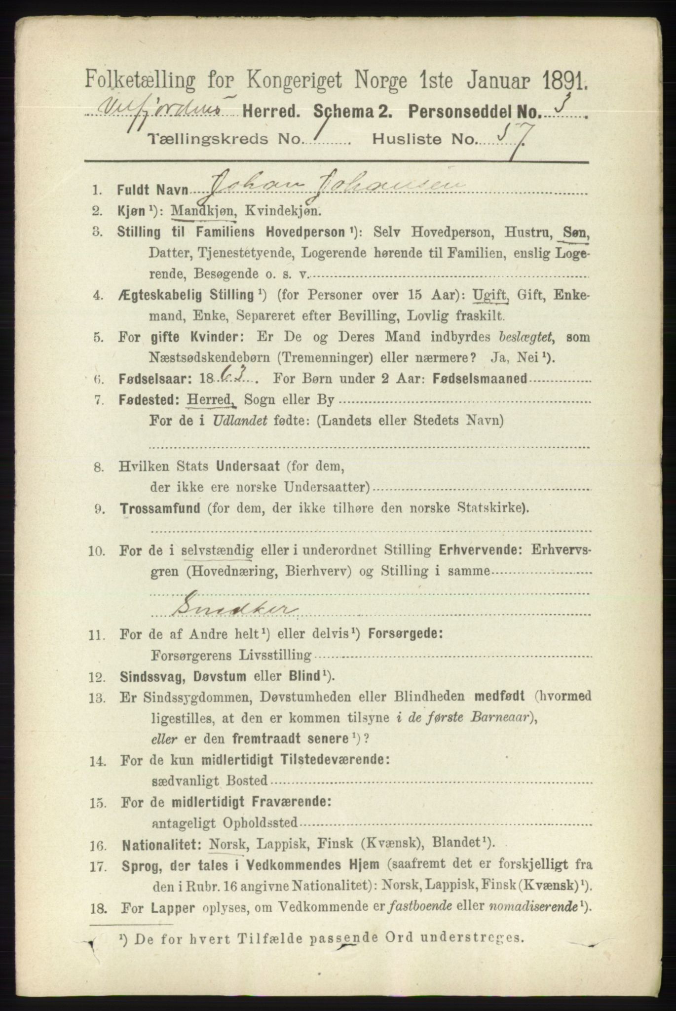 RA, 1891 census for 1813 Velfjord, 1891, p. 471