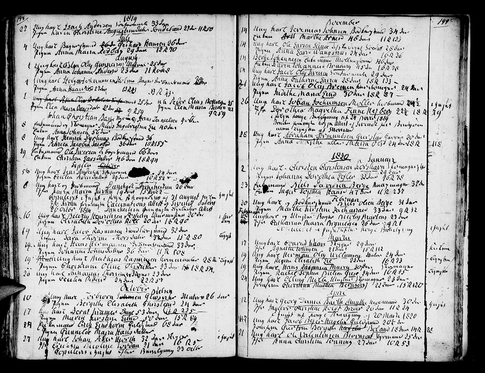 Domkirken sokneprestembete, AV/SAB-A-74801/H/Haa/L0007: Parish register (official) no. A 7, 1725-1826, p. 198-199