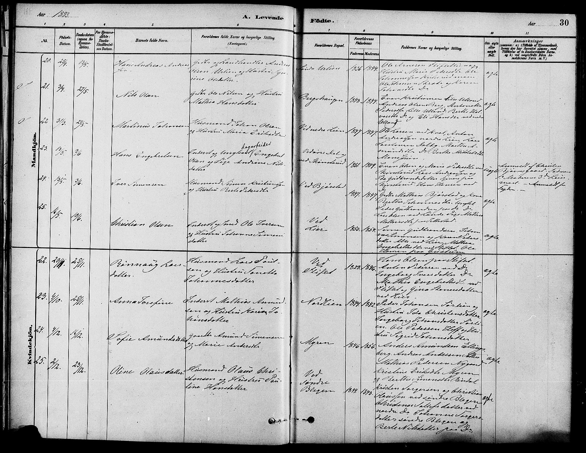 Fåberg prestekontor, AV/SAH-PREST-086/H/Ha/Haa/L0008: Parish register (official) no. 8, 1879-1898, p. 30