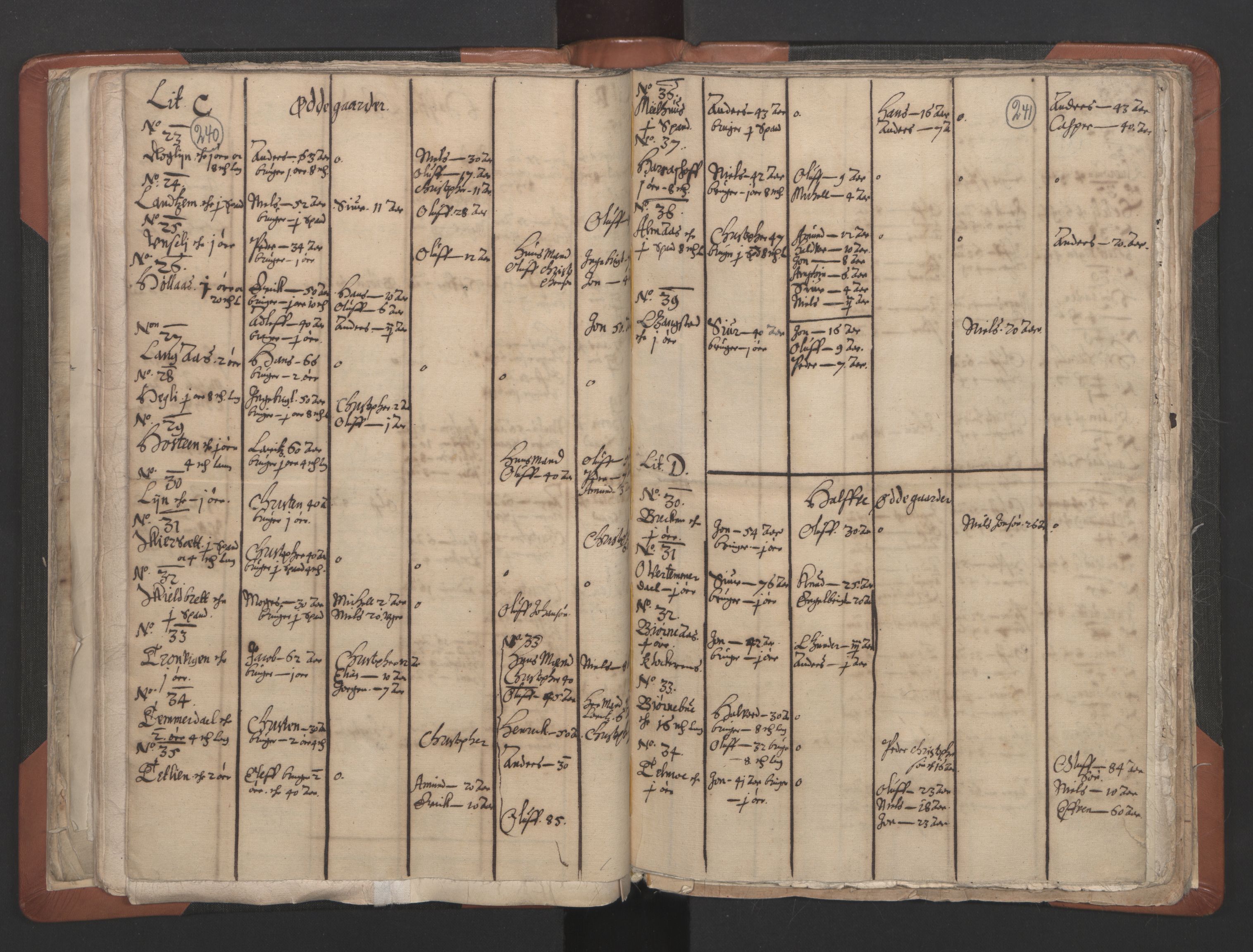 RA, Vicar's Census 1664-1666, no. 32: Innherad deanery, 1664-1666, p. 240-241