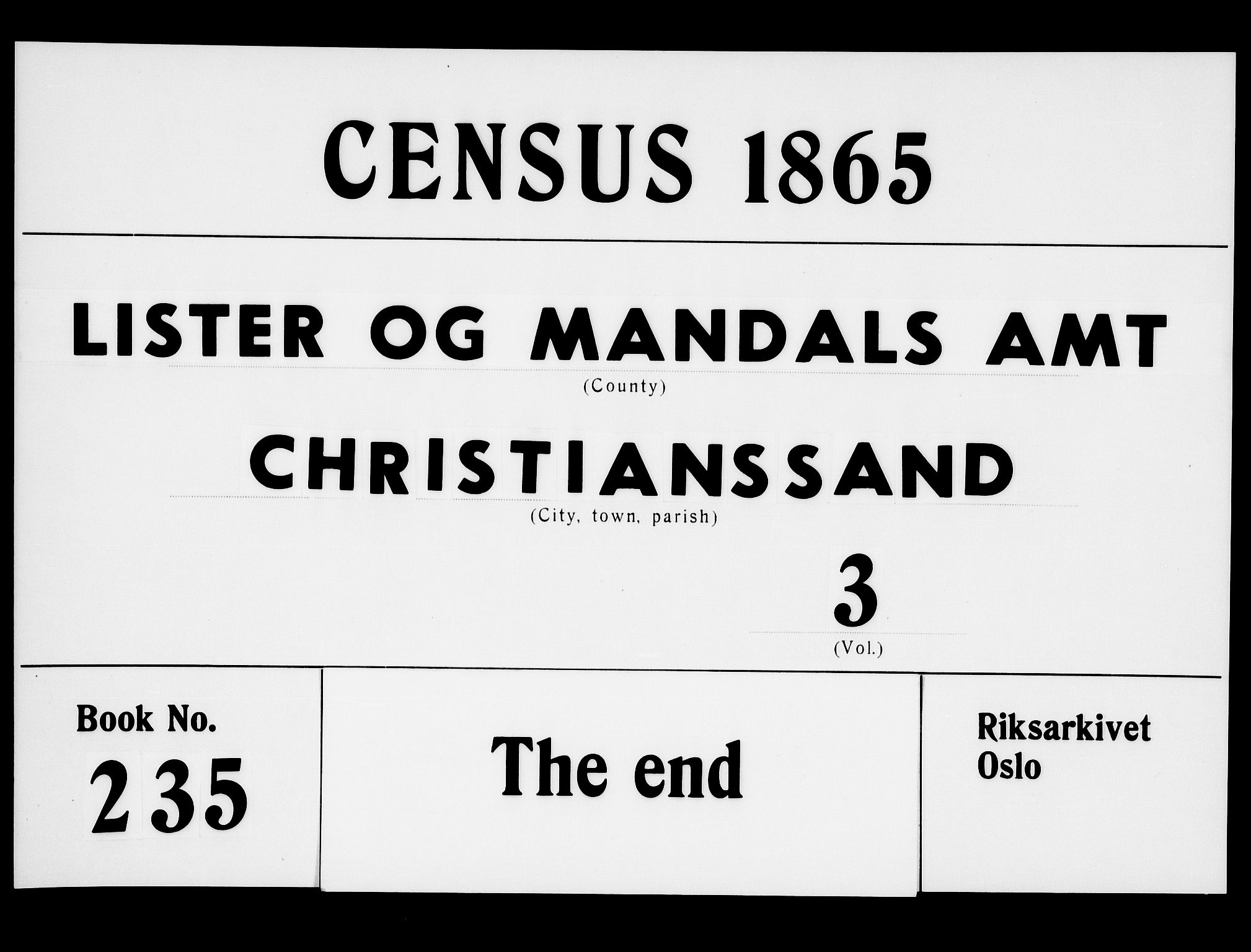 RA, 1865 census for Kristiansand, 1865, p. 1535