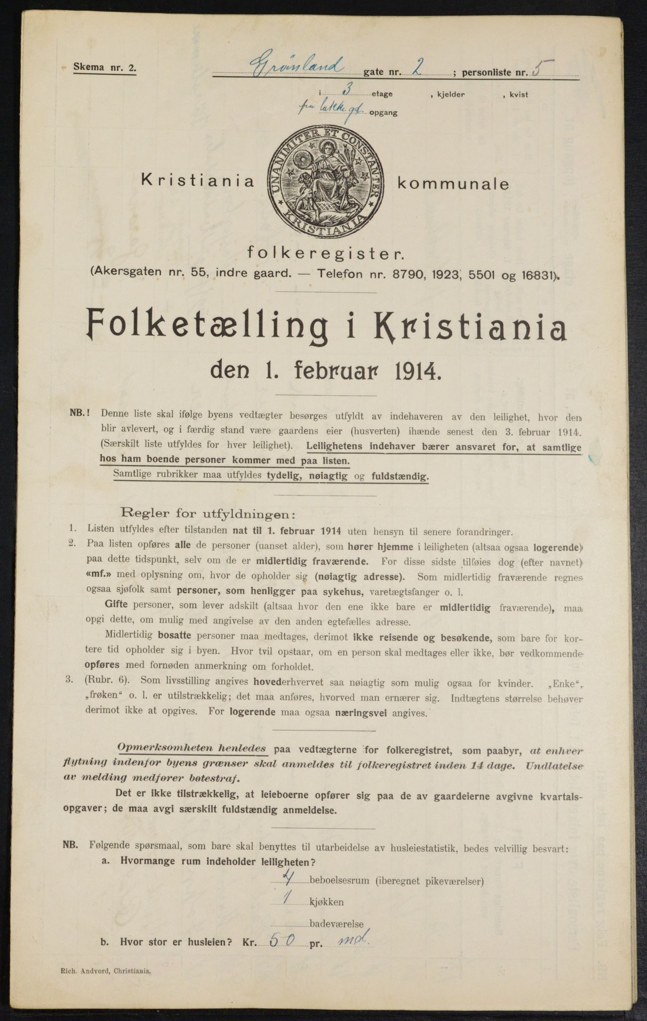 OBA, Municipal Census 1914 for Kristiania, 1914, p. 31256