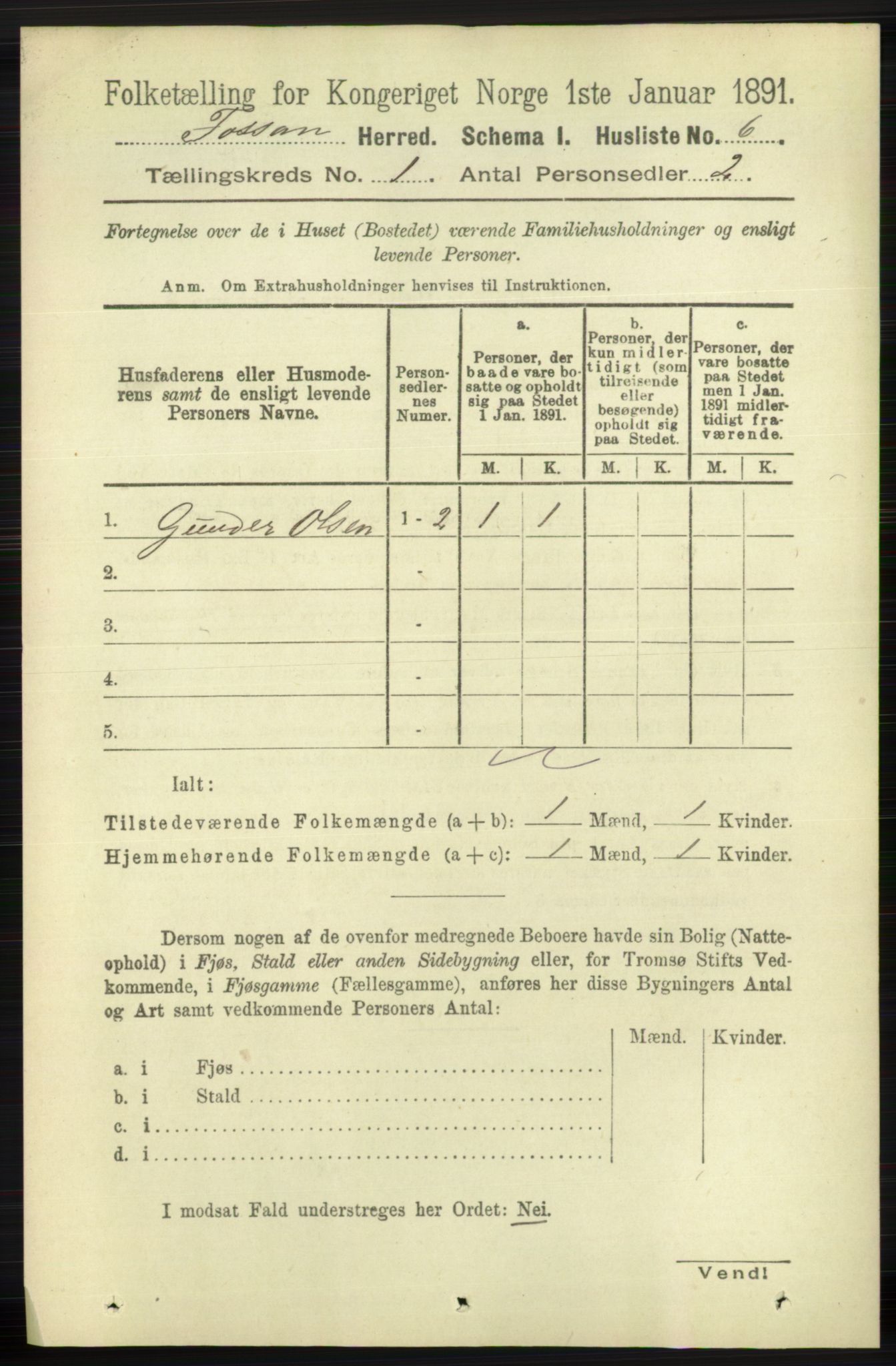 RA, 1891 census for 1129 Forsand, 1891, p. 41