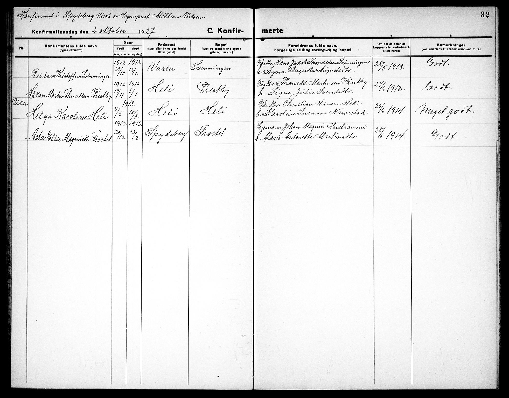 Spydeberg prestekontor Kirkebøker, AV/SAO-A-10924/G/Gc/L0002: Parish register (copy) no. III 2, 1918-1939, p. 32