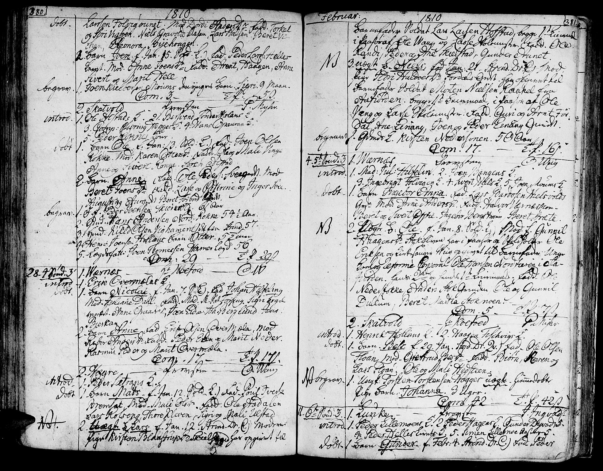 Ministerialprotokoller, klokkerbøker og fødselsregistre - Nord-Trøndelag, SAT/A-1458/709/L0060: Parish register (official) no. 709A07, 1797-1815, p. 380-381