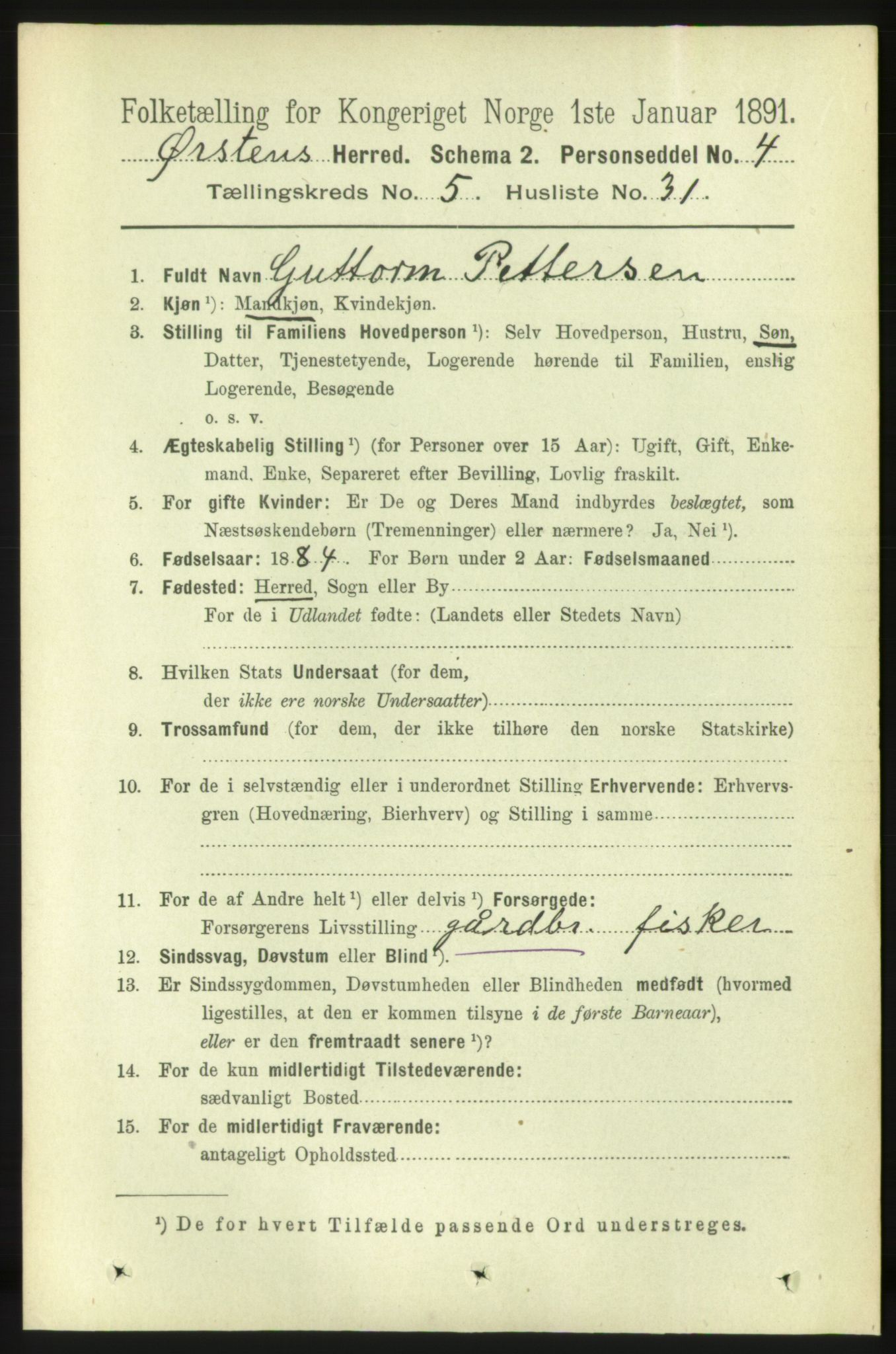 RA, 1891 census for 1520 Ørsta, 1891, p. 2460