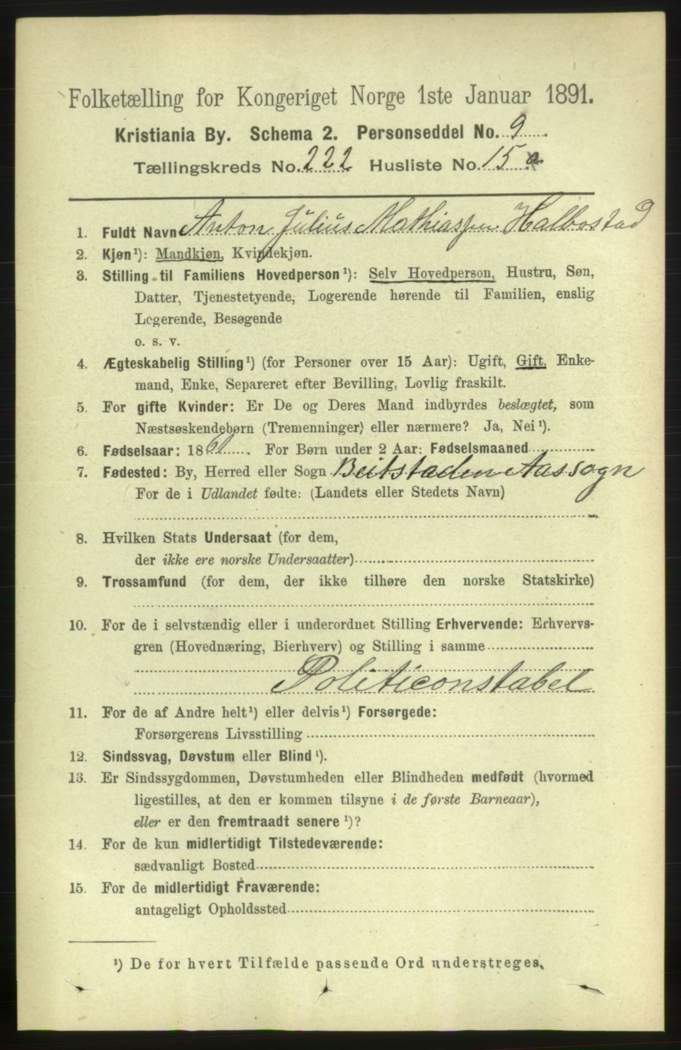 RA, 1891 census for 0301 Kristiania, 1891, p. 133616