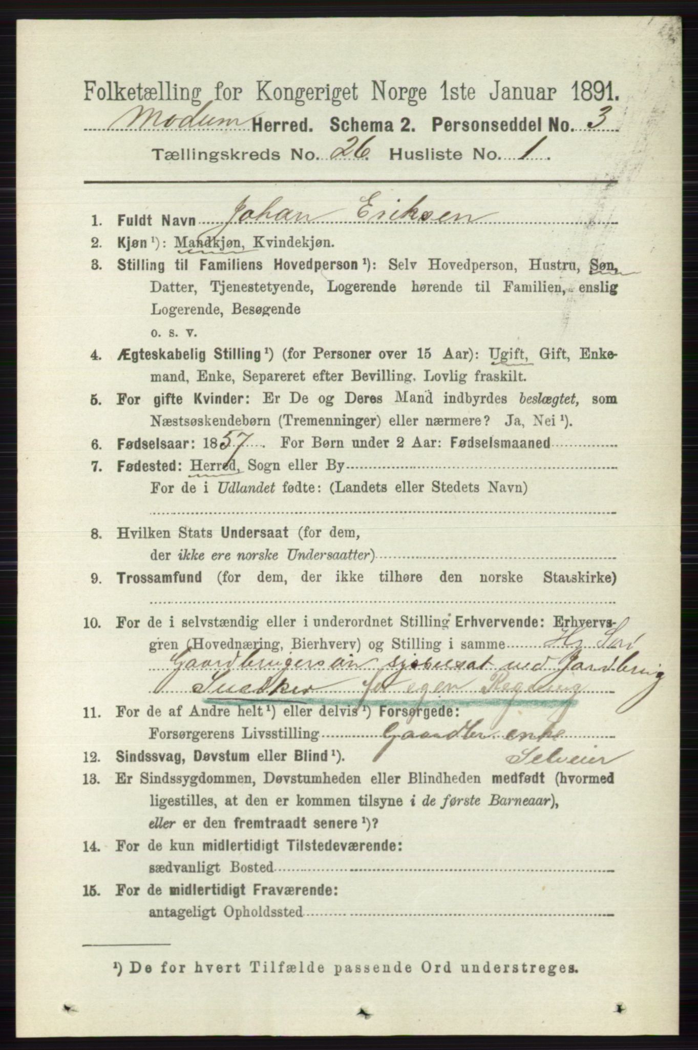 RA, 1891 census for 0623 Modum, 1891, p. 9396