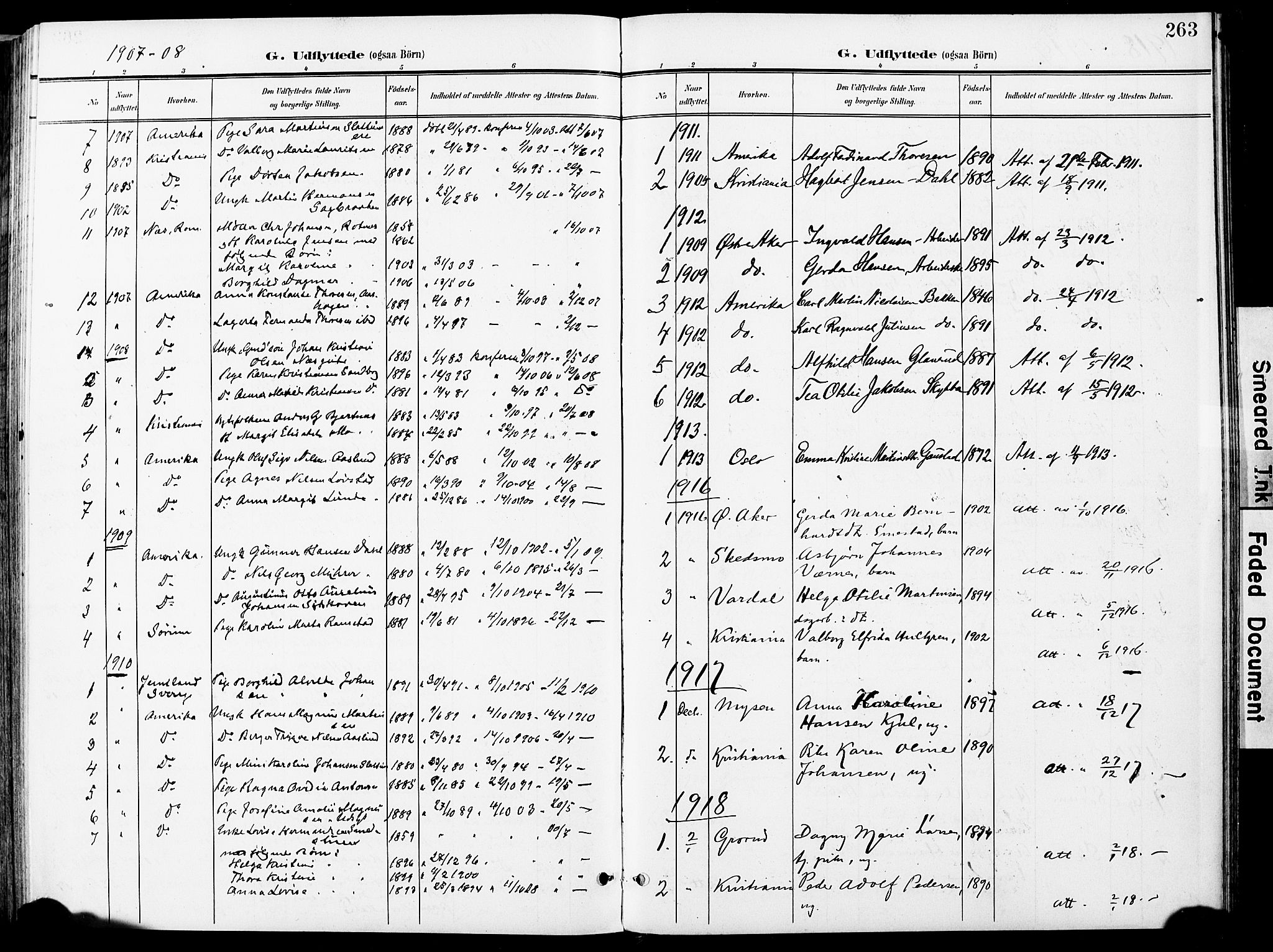 Nittedal prestekontor Kirkebøker, SAO/A-10365a/F/Fa/L0008: Parish register (official) no. I 8, 1902-1926, p. 263