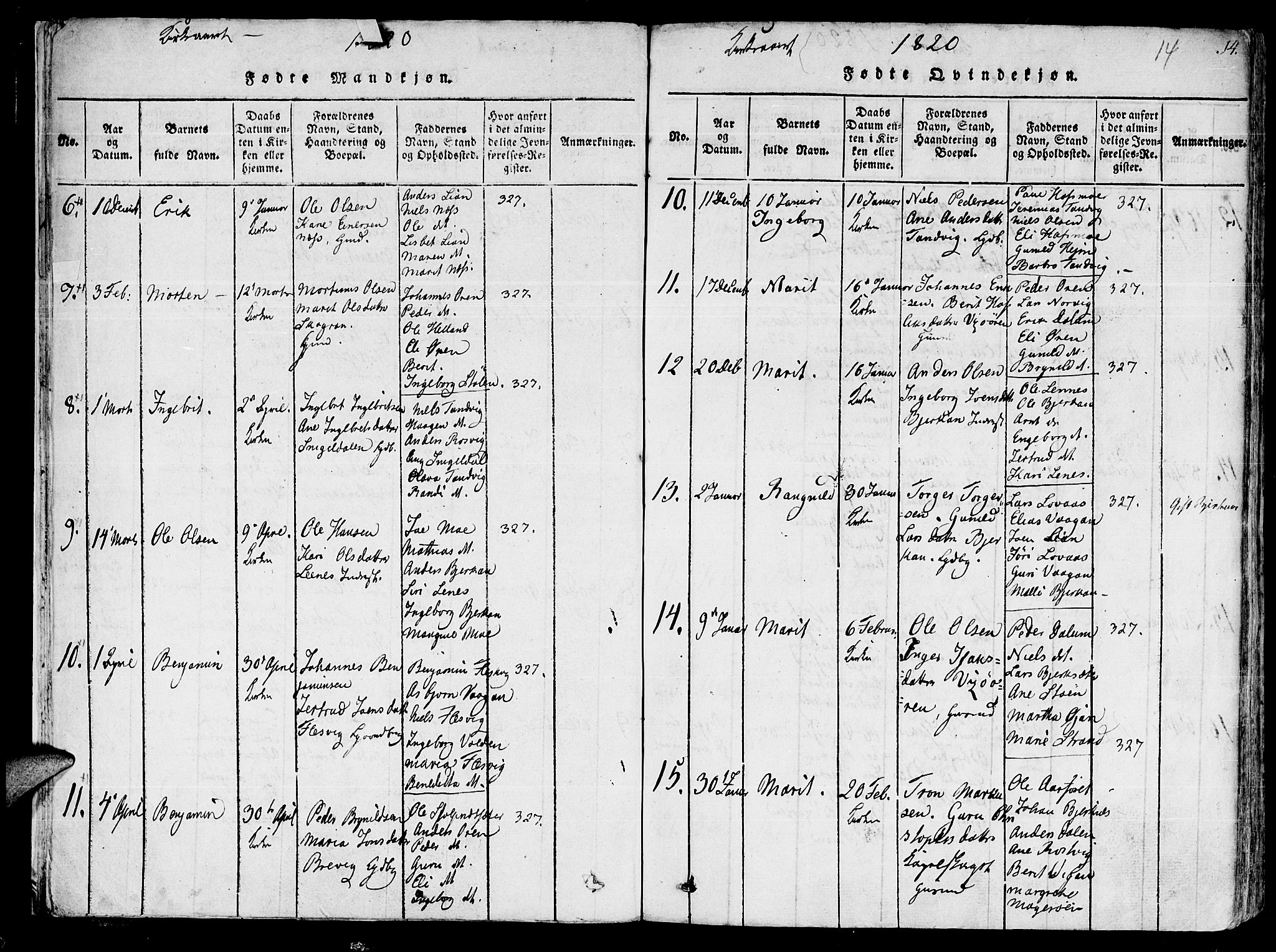 Ministerialprotokoller, klokkerbøker og fødselsregistre - Sør-Trøndelag, SAT/A-1456/630/L0491: Parish register (official) no. 630A04, 1818-1830, p. 14