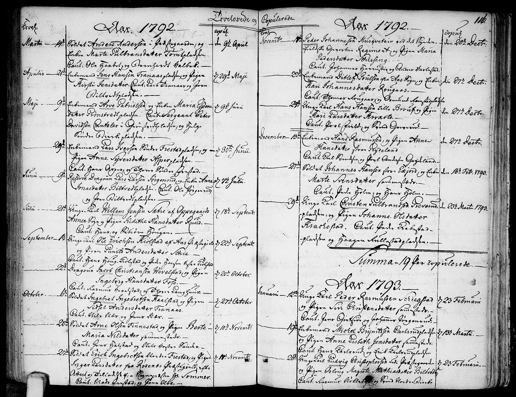 Kråkstad prestekontor Kirkebøker, SAO/A-10125a/F/Fa/L0002: Parish register (official) no. I 2, 1786-1814, p. 116